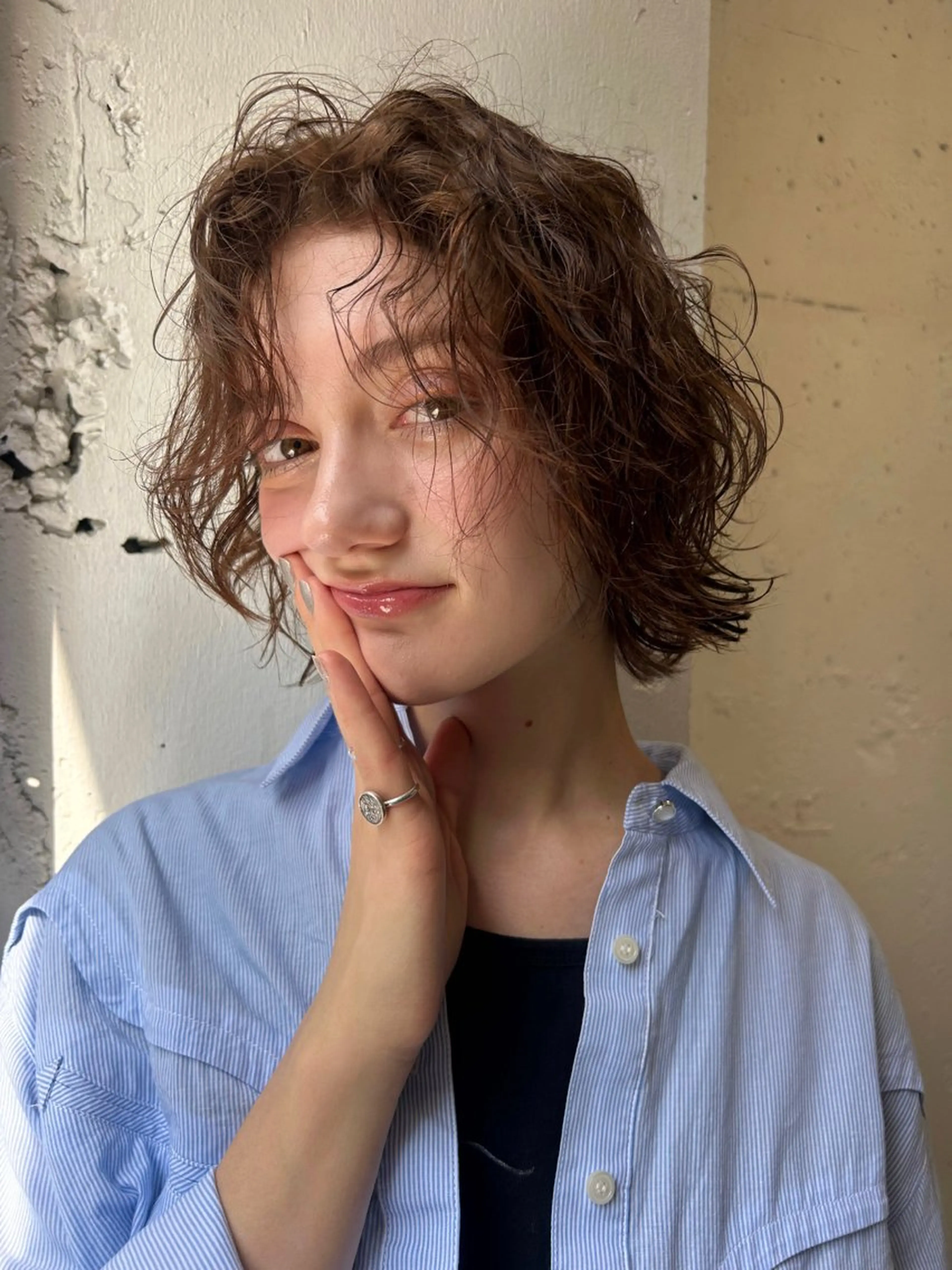 ショート カラー パーマ 透明感カラー ピンクカラー くせ毛 カット ヘアカラー トリートメント ＊UNU＊ RICOのヘアスタイル