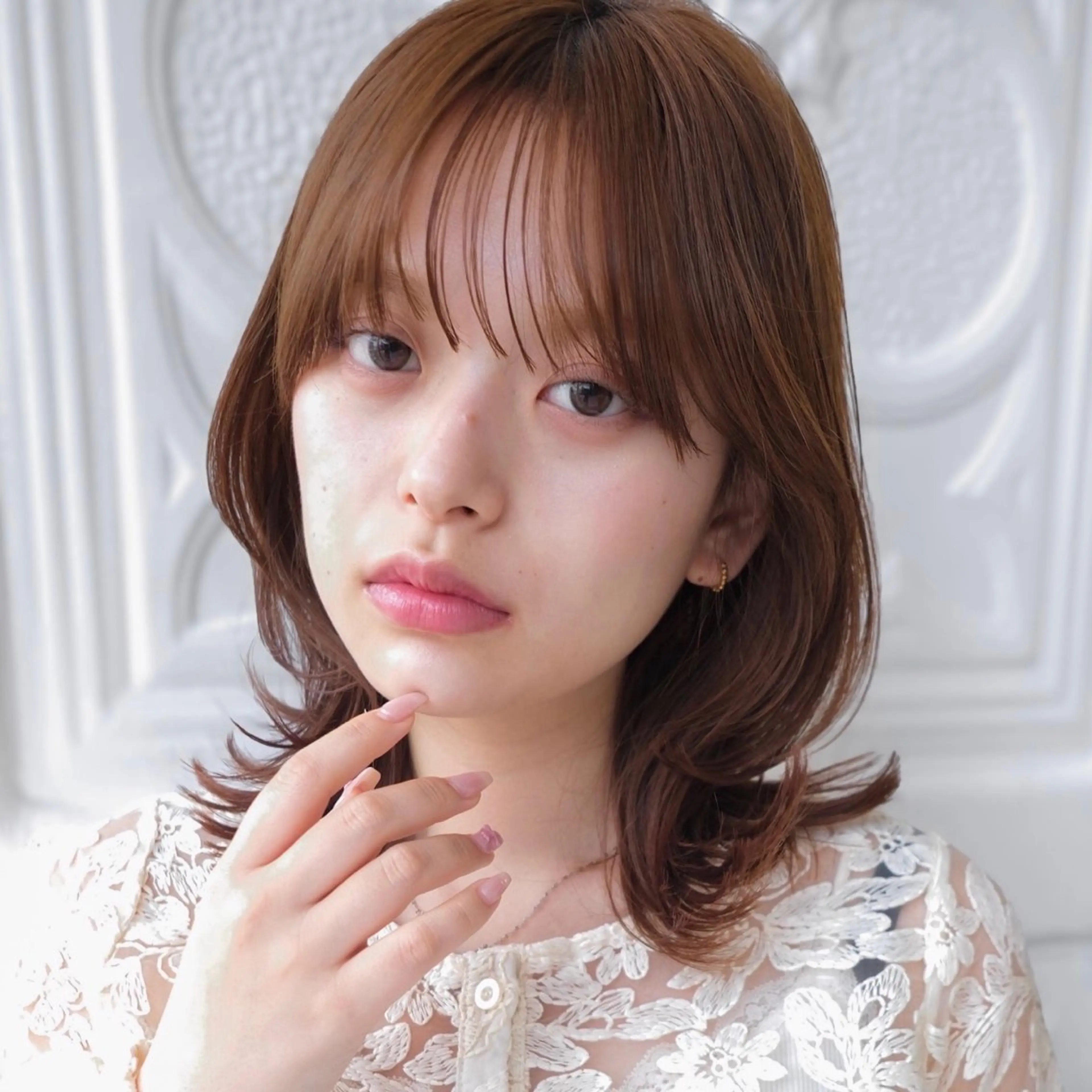 ミディアム カット ヘアカラー トリートメント 似合わせ/ベージュ /レイヤー/りほ🤍のヘアスタイル