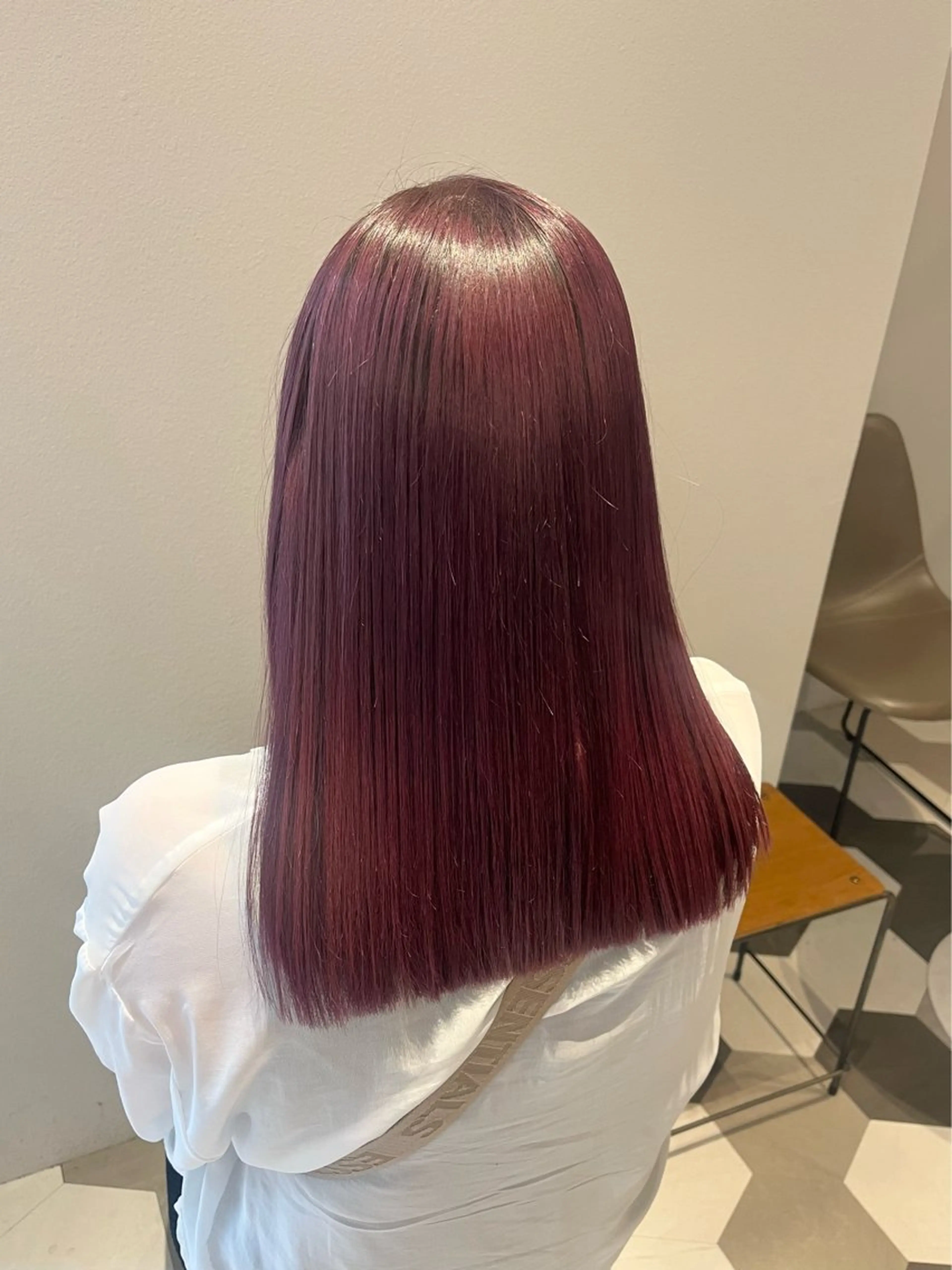 セミロング カラー ブリーチ ヘアカラー 顔周り/ガーリー /ヘアメ/あつはのヘアスタイル