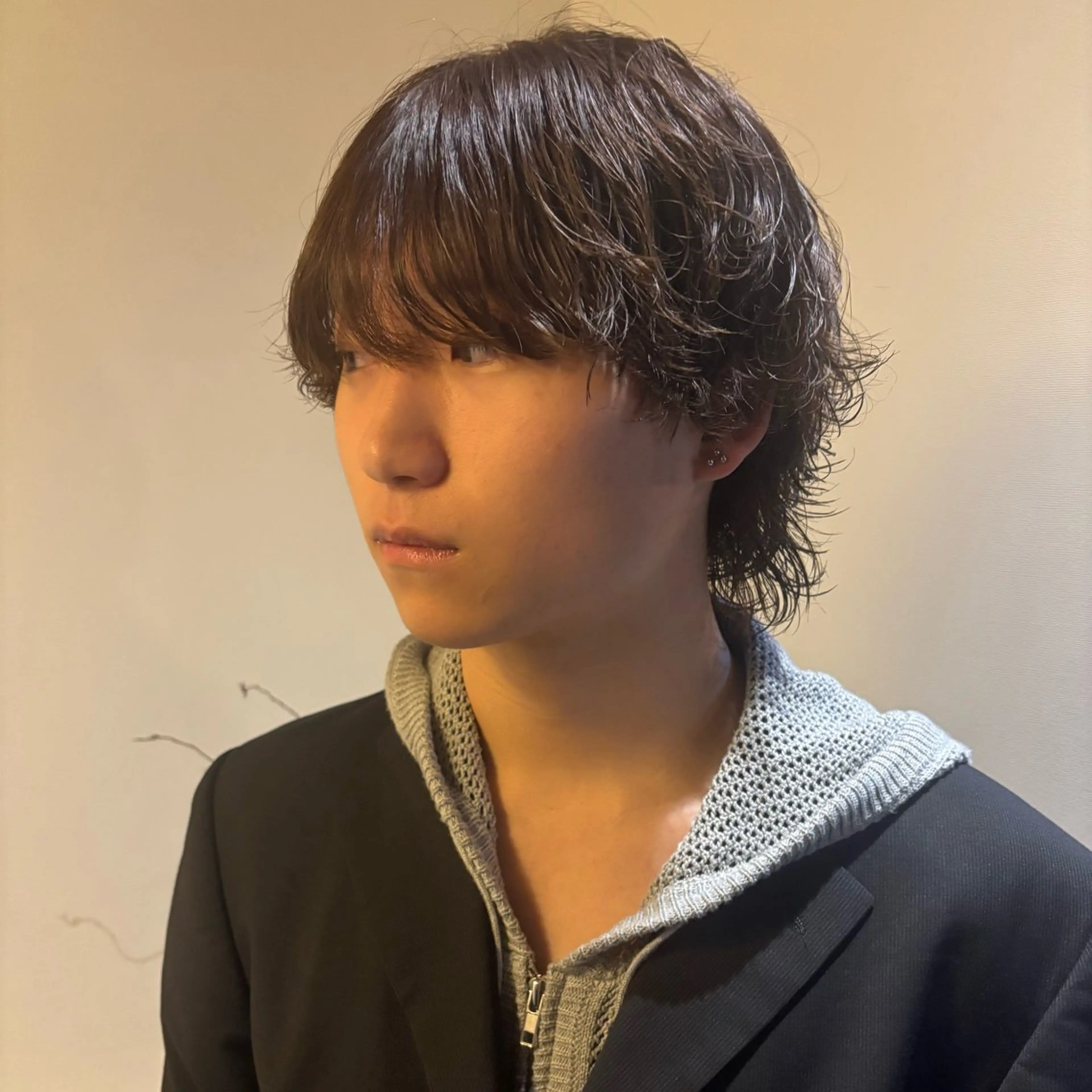 ミディアム カラー パーマ メンズ 大原 颯隼のヘアスタイル