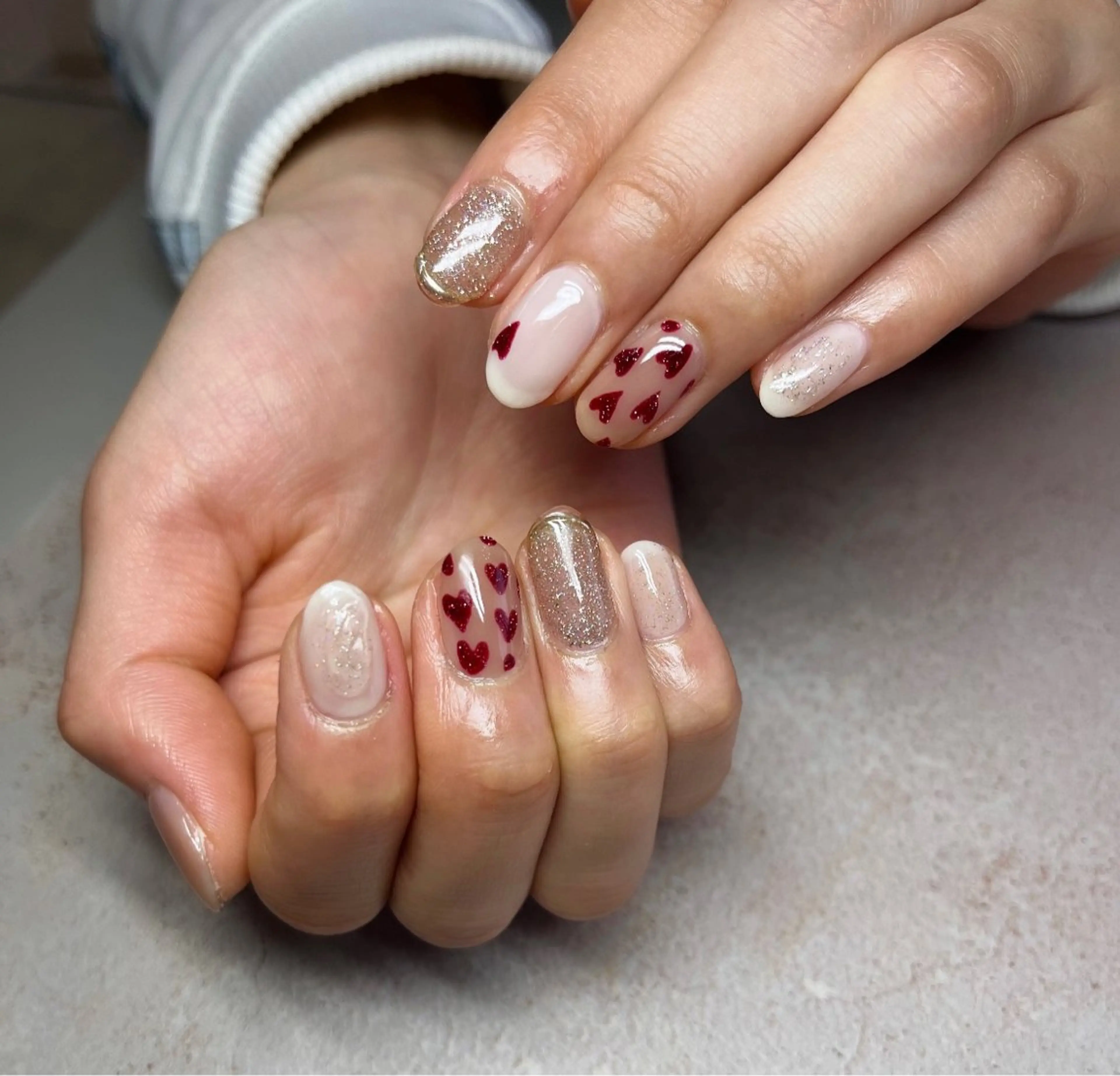 ネイル ハート ハンドネイル HazeGrass NAILのネイルデザイン