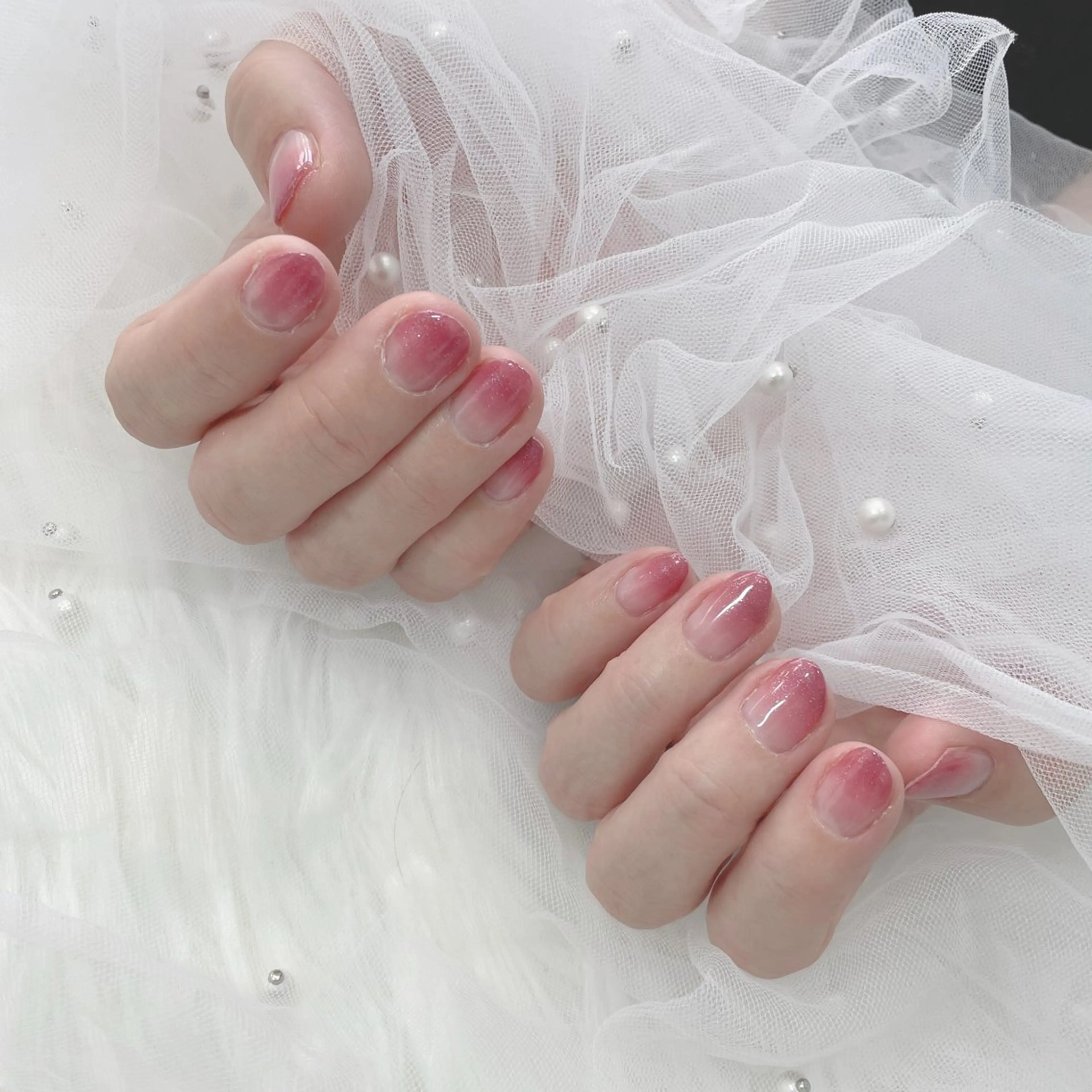 ネイル グラデーション ピンク ショートネイル ハンドネイル salonDRE AZUSAのネイルデザイン