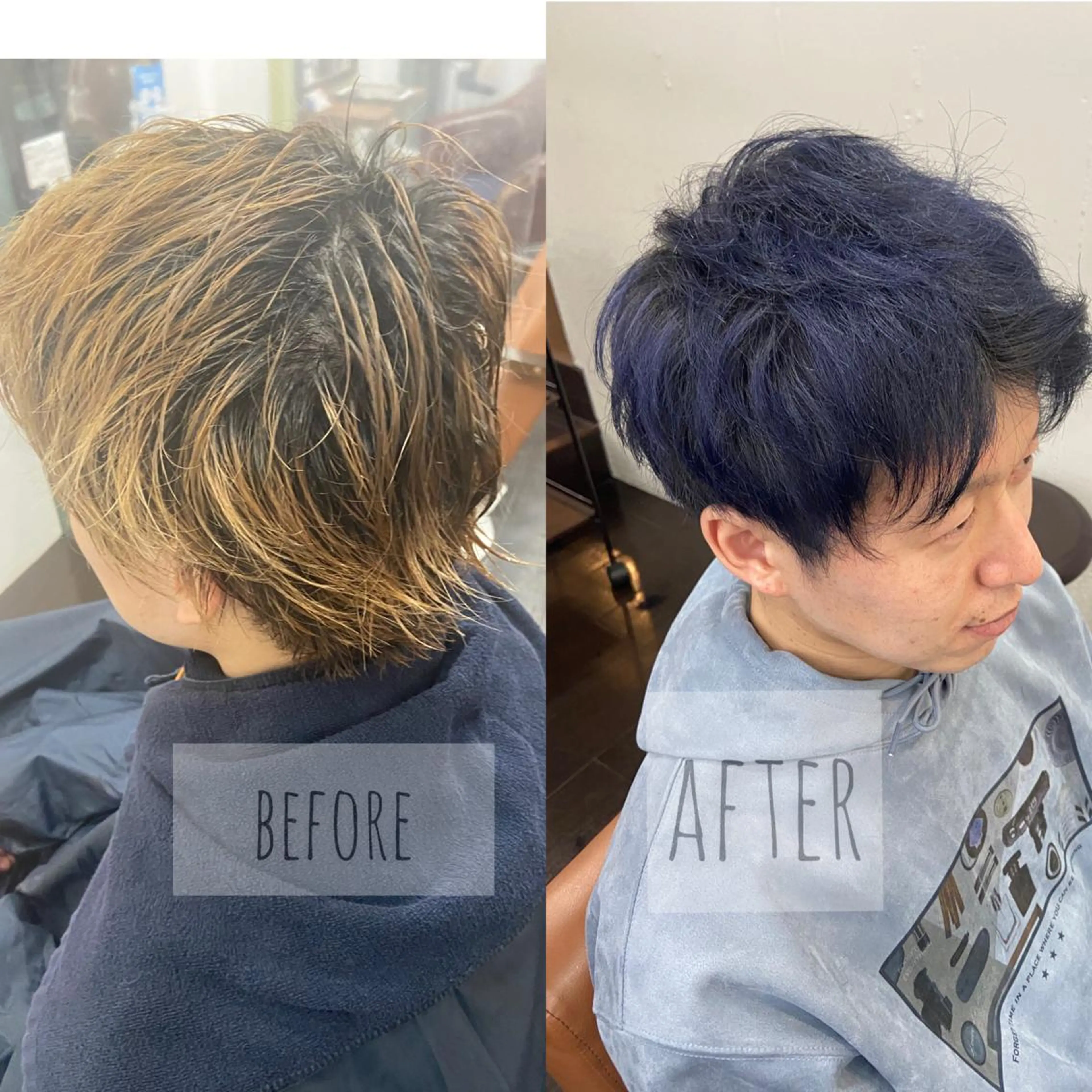 カラー メンズ アッシュ ブルーカラー ブルーアッシュ 久木原 ゆりのヘアスタイル