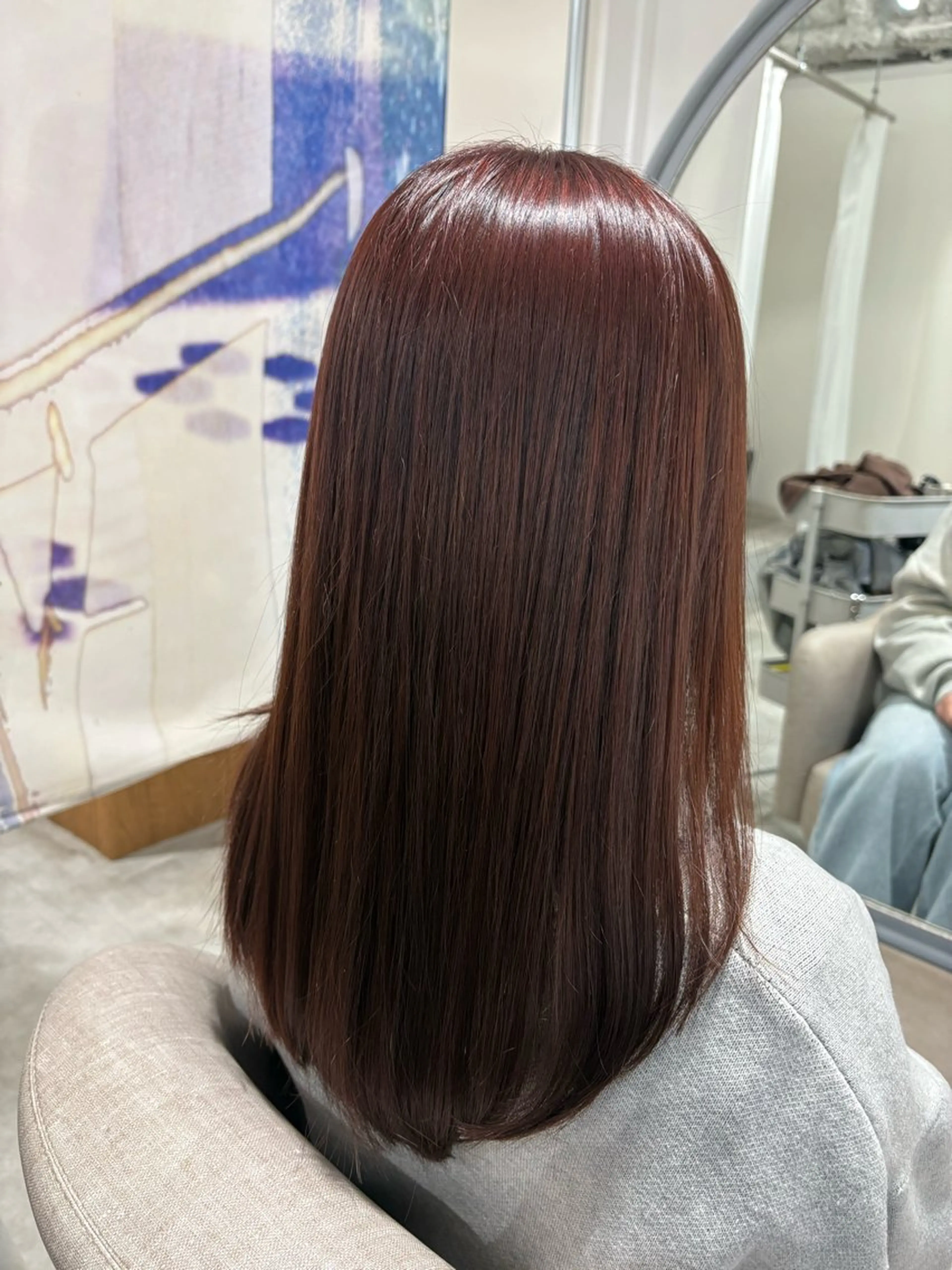 ロング ラベンダーベージュ カット ヘアカラー トリートメント 【日韓風、レイヤー】 🤍ひらい　なつきのヘアスタイル