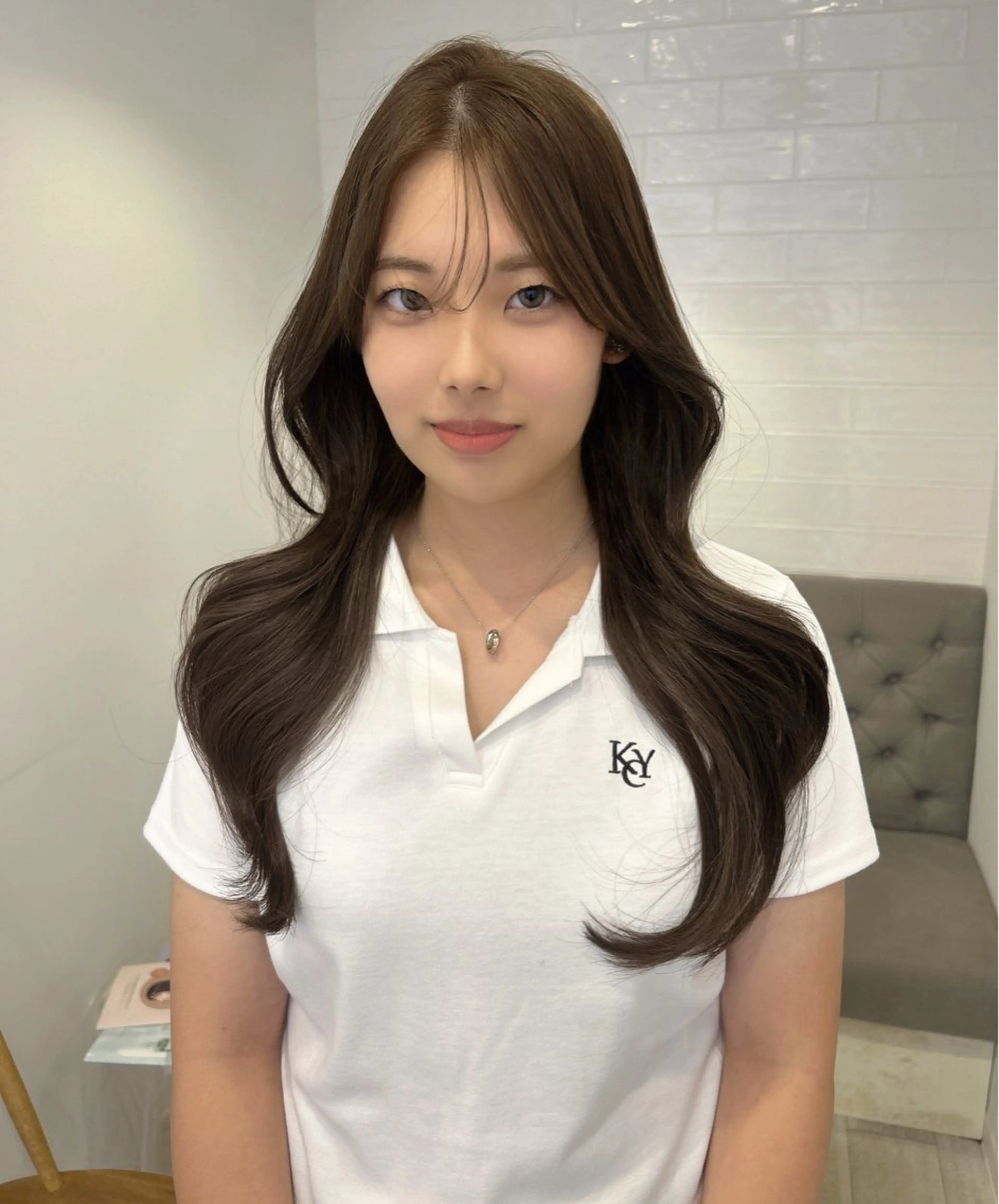 ロング カラー ベージュカラー ブリーチ 透明感カラー ヘーゼル ブリーチなしカラー カット ヘアカラー トリートメント レイヤーカット/長岡 グレージュ/マユ🎀のヘアスタイル