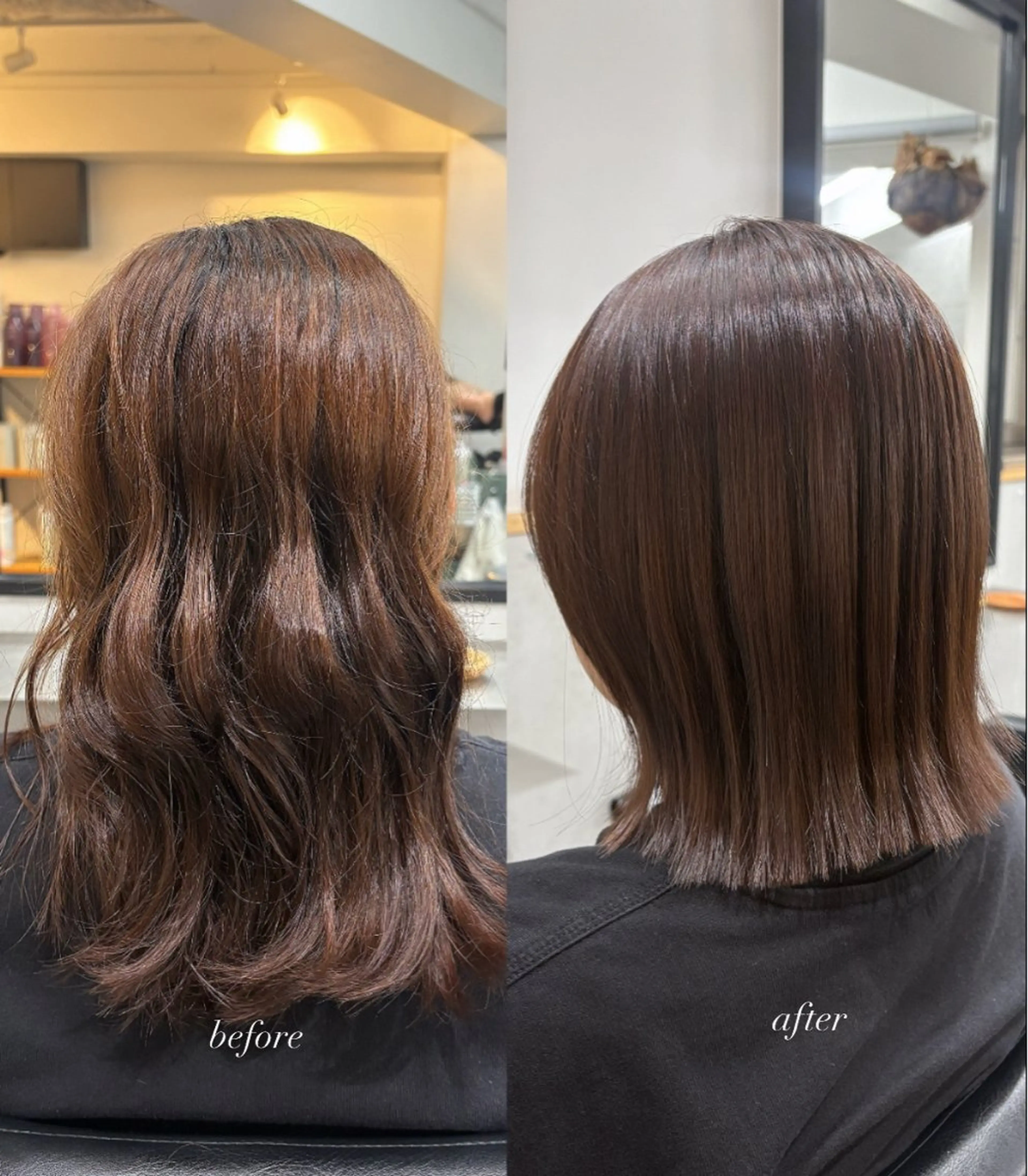 ミディアム 外ハネヘア カット ヘアカラー 縮毛矯正 トリートメント Laff所属・新宿/ボブ/レイヤー 縮毛矯正/SACHIのヘアスタイル