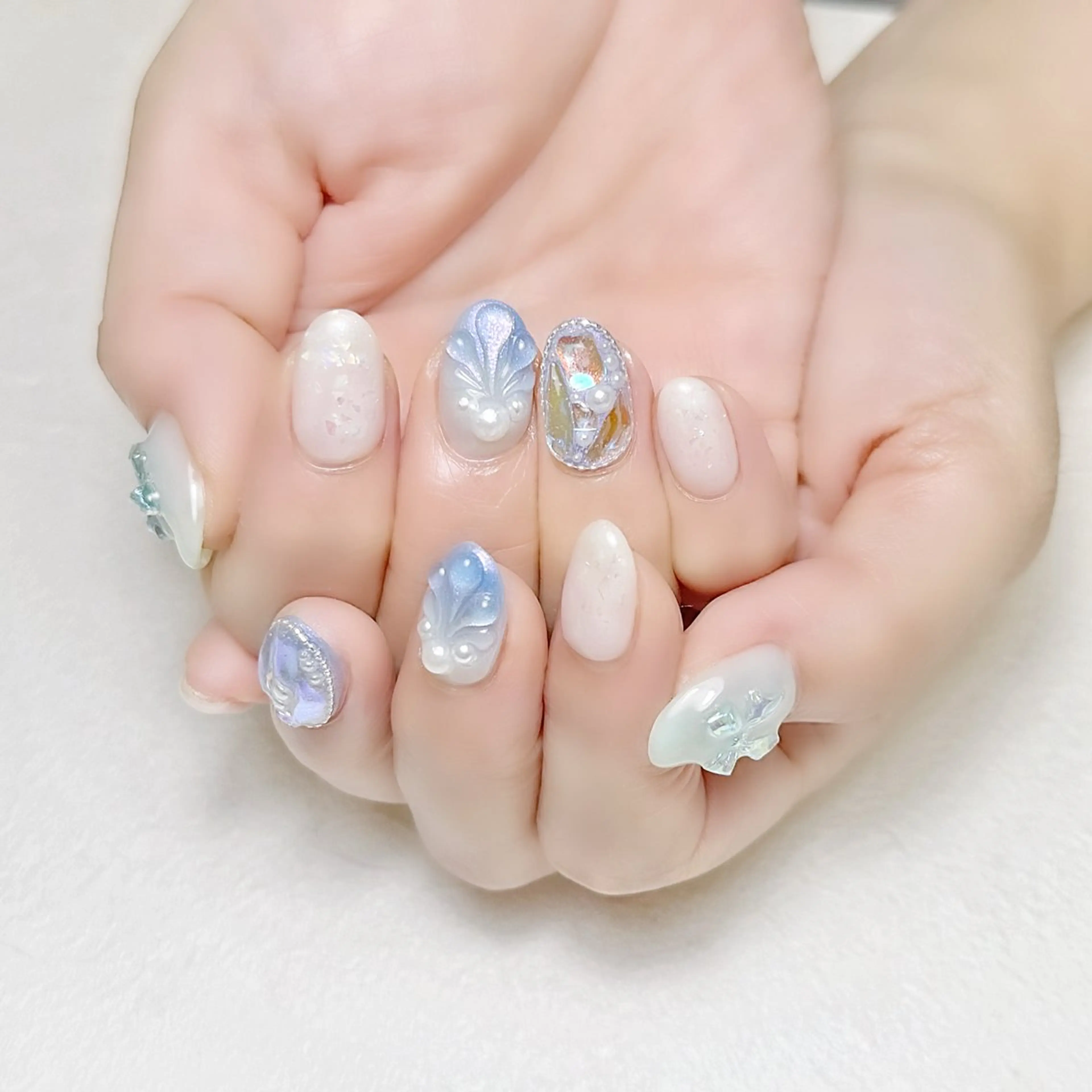 ネイル 氷ネイル・うるうるネイル ラメ(グリッター) 夏ネイル rouse nail RISATOのネイルデザイン