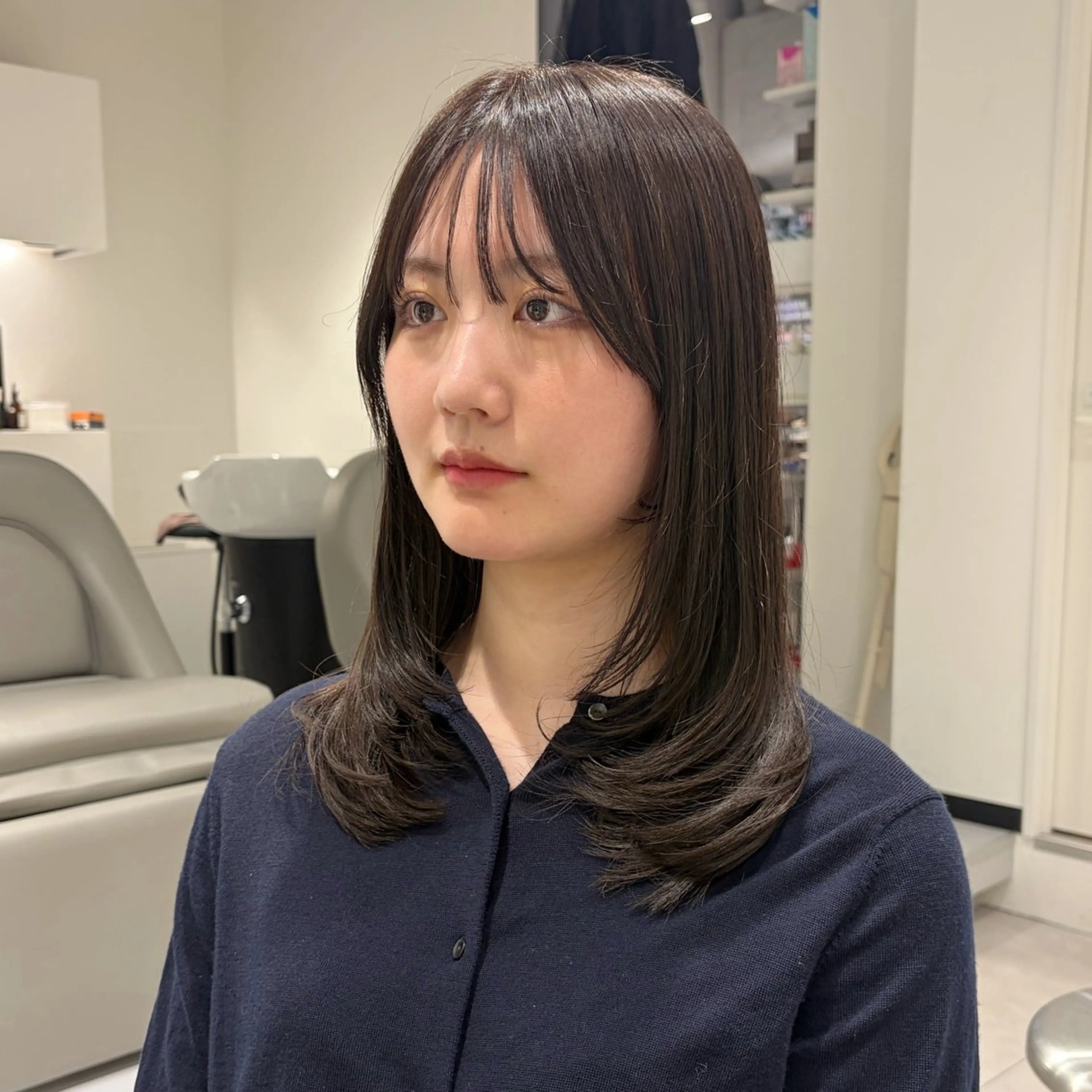 セミロング セミロングレイヤー レイヤーカット レイヤー♡ 石川優奈のヘアスタイル