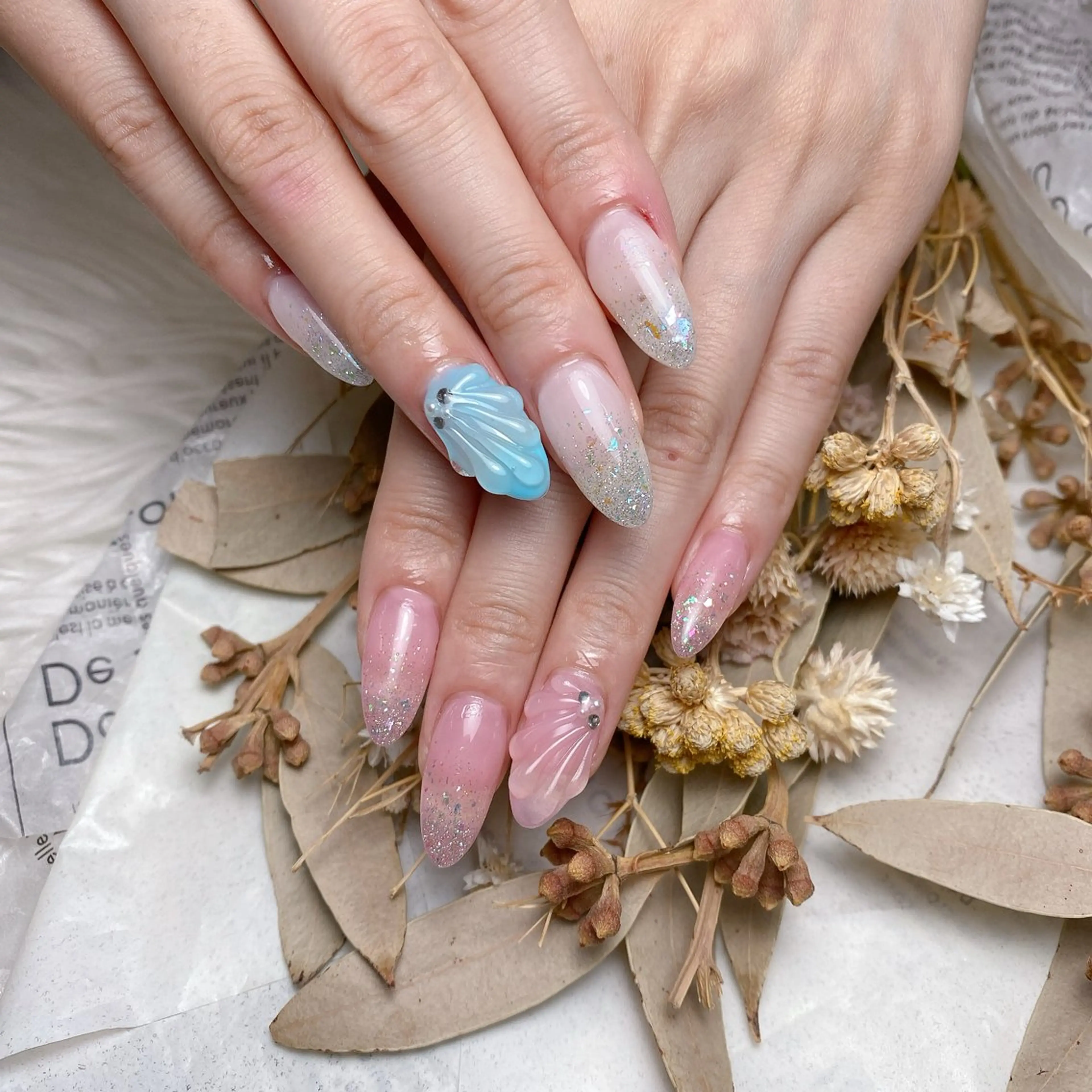 ネイル 長さ出し フレンチネイル ジェルネイル ガラスフレンチ 韓国ネイル ハンドネイル ハンドケア For U nail スカルプ専門店のネイルデザイン