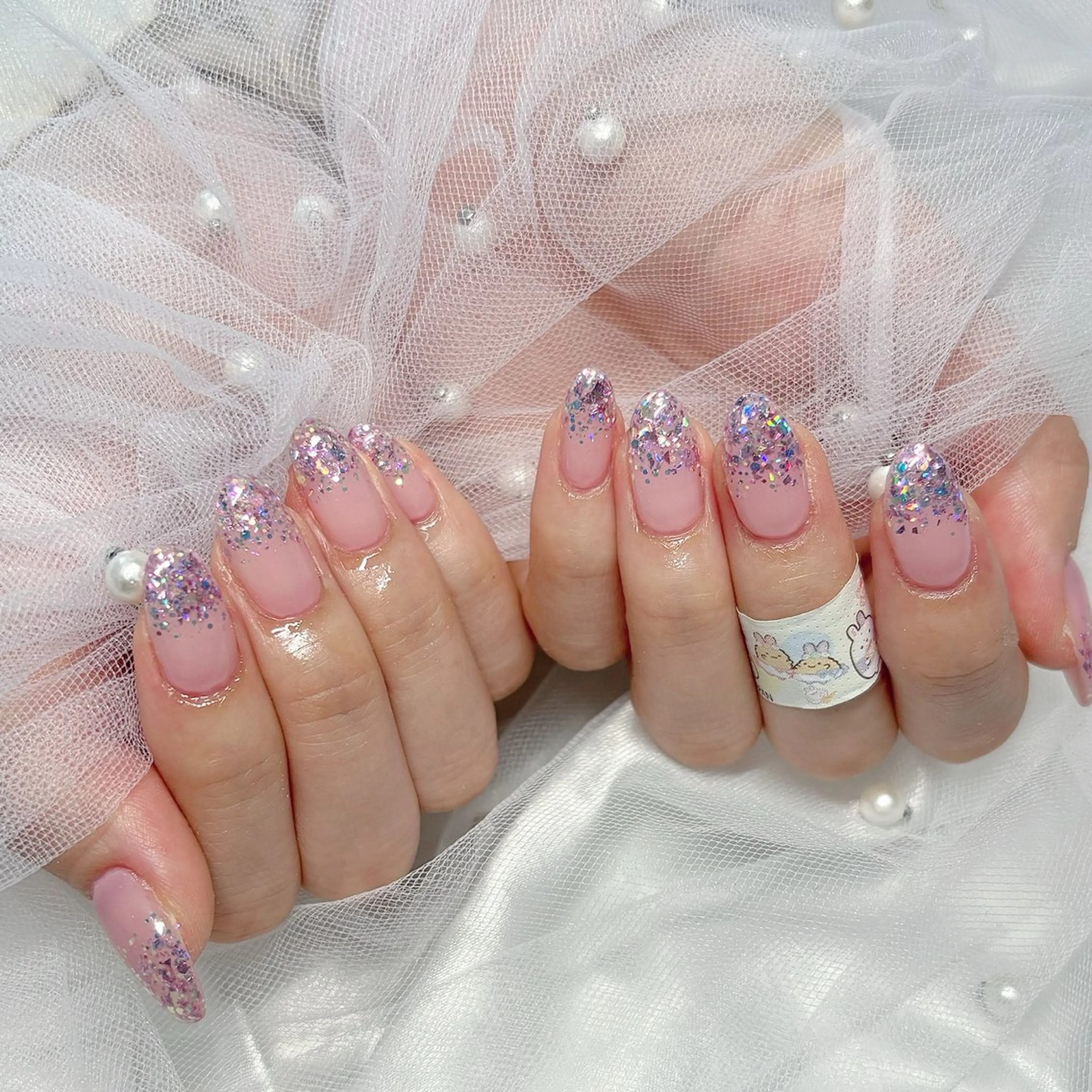 ネイル グラデーション ラメ(グリッター) ラメグラデーション ワンカラーネイル 京橋/ Lance nail Minaのネイルデザイン