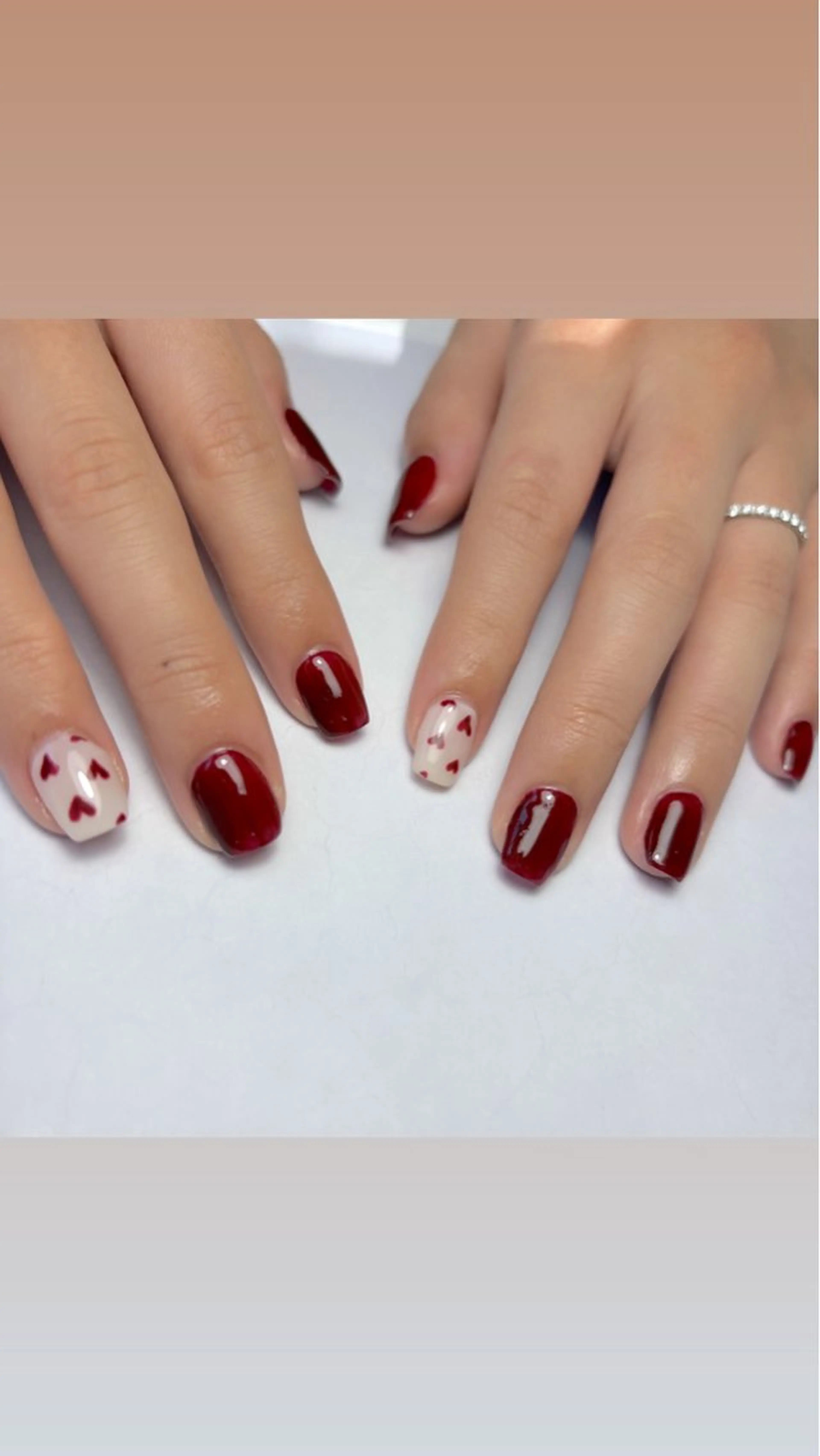 ネイル ボルドー ハート シンプルネイル ハンドネイル Nail Salon noiのネイルデザイン