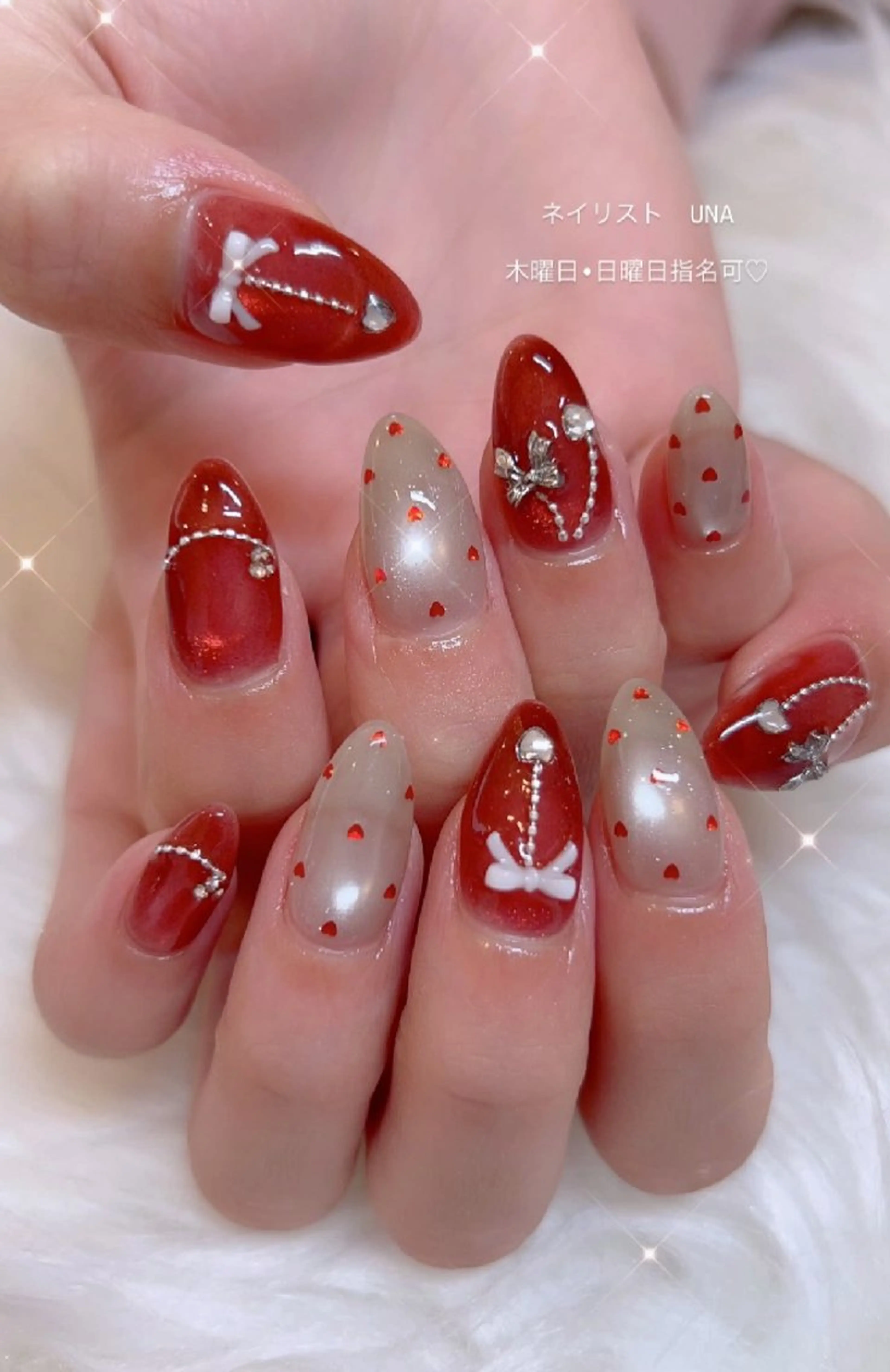 ネイル アートネイル 春ネイル バレンタイン ハンドネイル I LOVE ME NAIL.。.:*♡のネイルデザイン