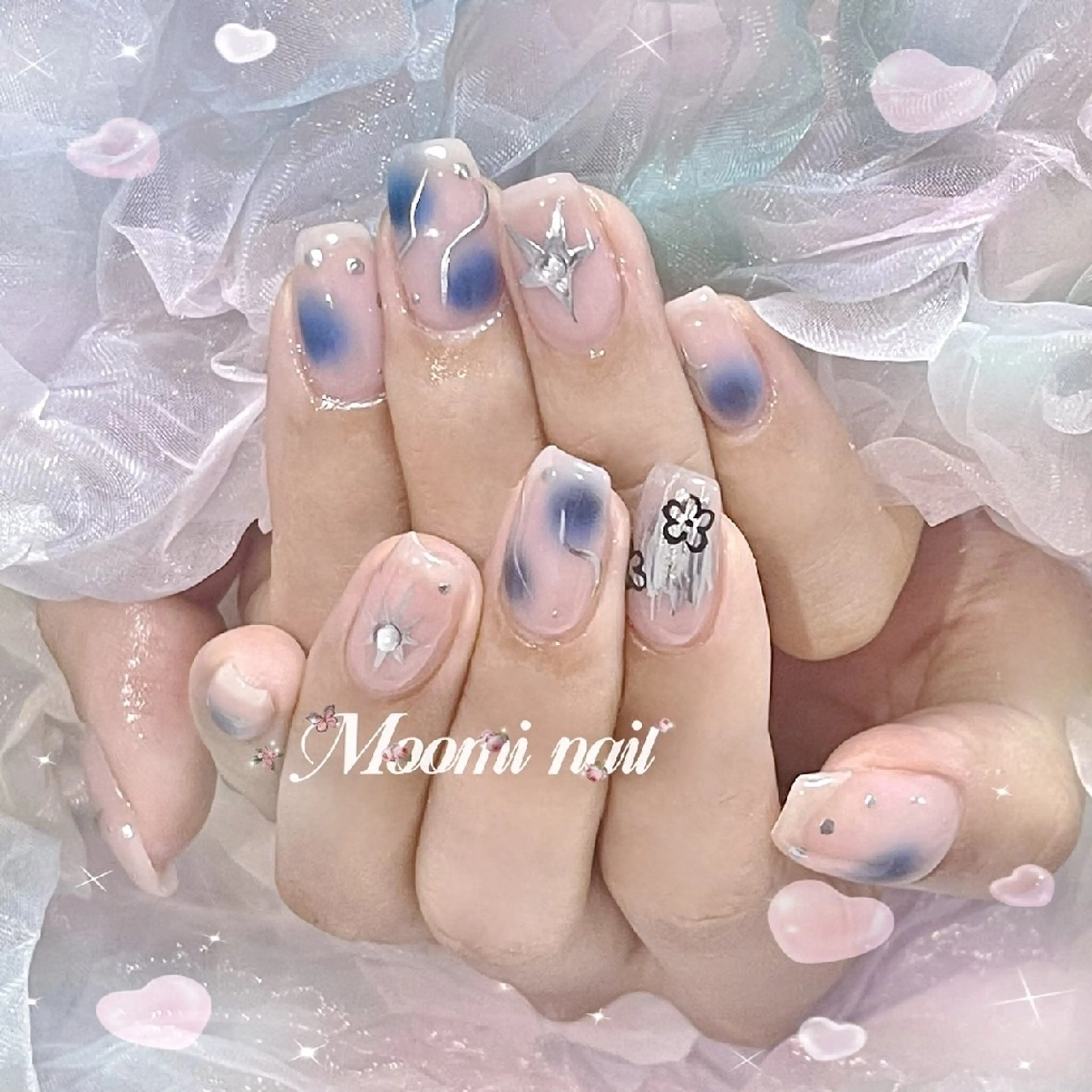 ネイル アートネイル 成人式 長さ出し フットネイル フレンチネイル moomi nail スカルプ専門のネイルデザイン
