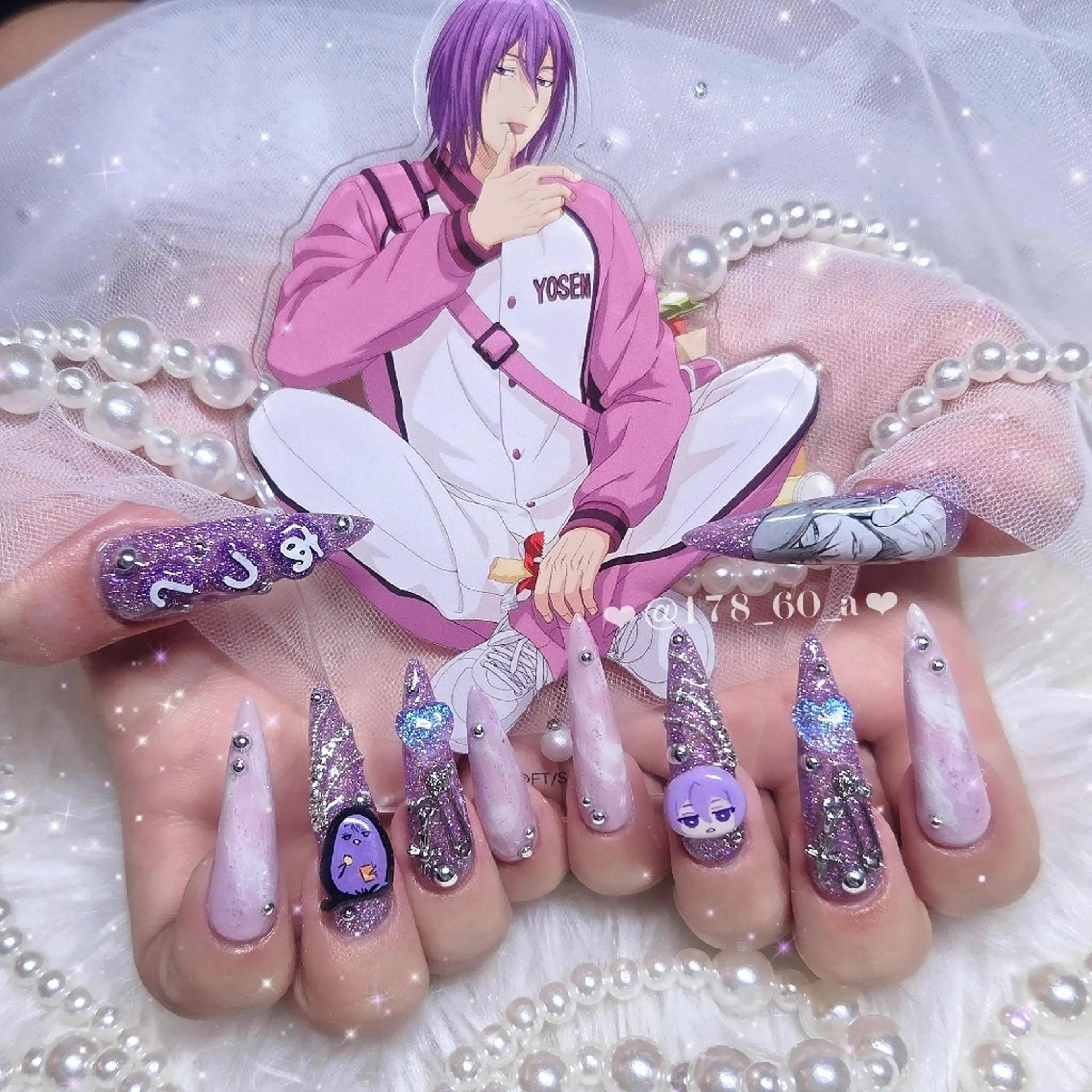ネイル スカルプネイル ハンドネイル HAPPINAS🎀  れん🖤痛ネイルのネイルデザイン