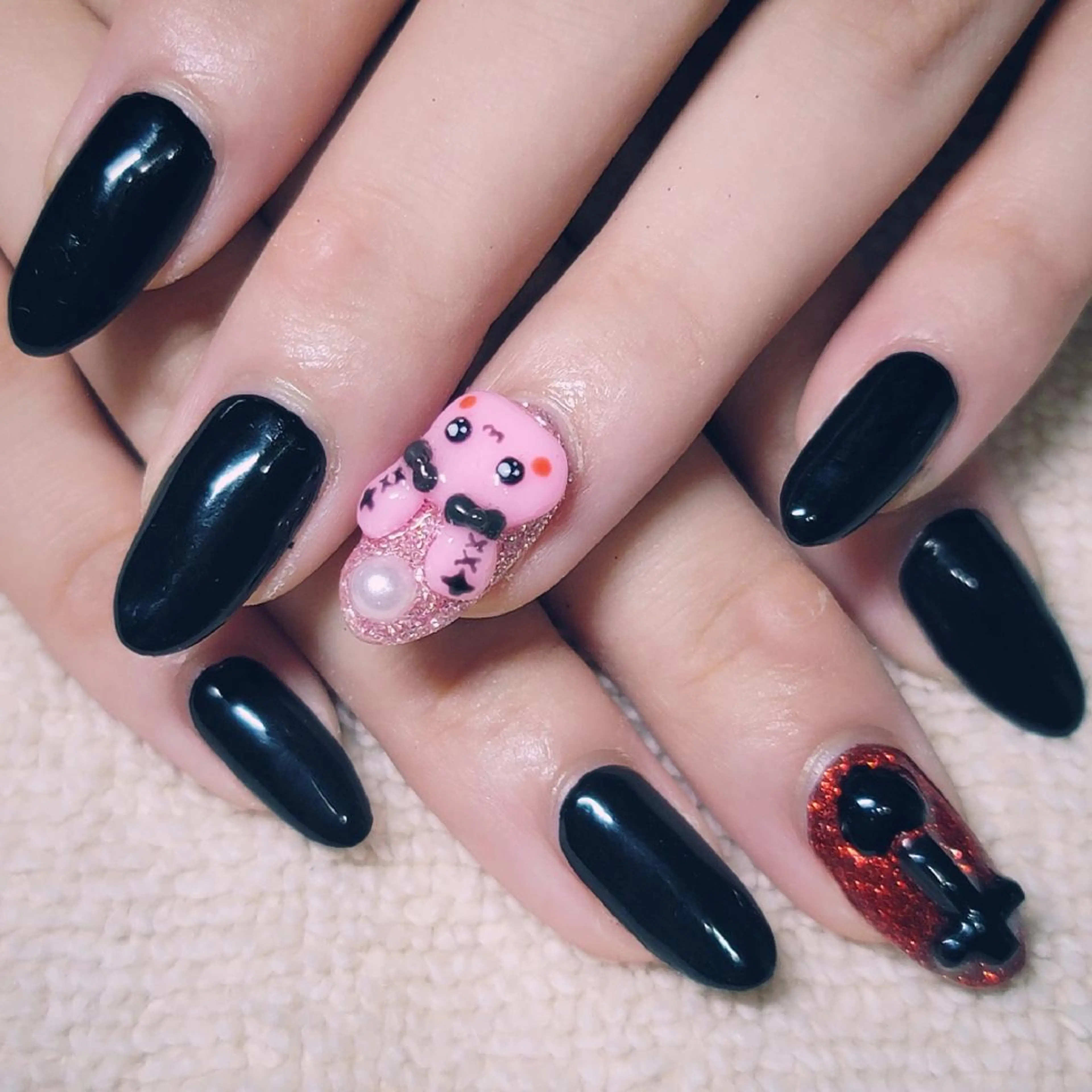 ネイル アートネイル ラメ(グリッター) 持ち込み ピンク 赤色 ハンドネイル よしだ ひろきのネイルデザイン