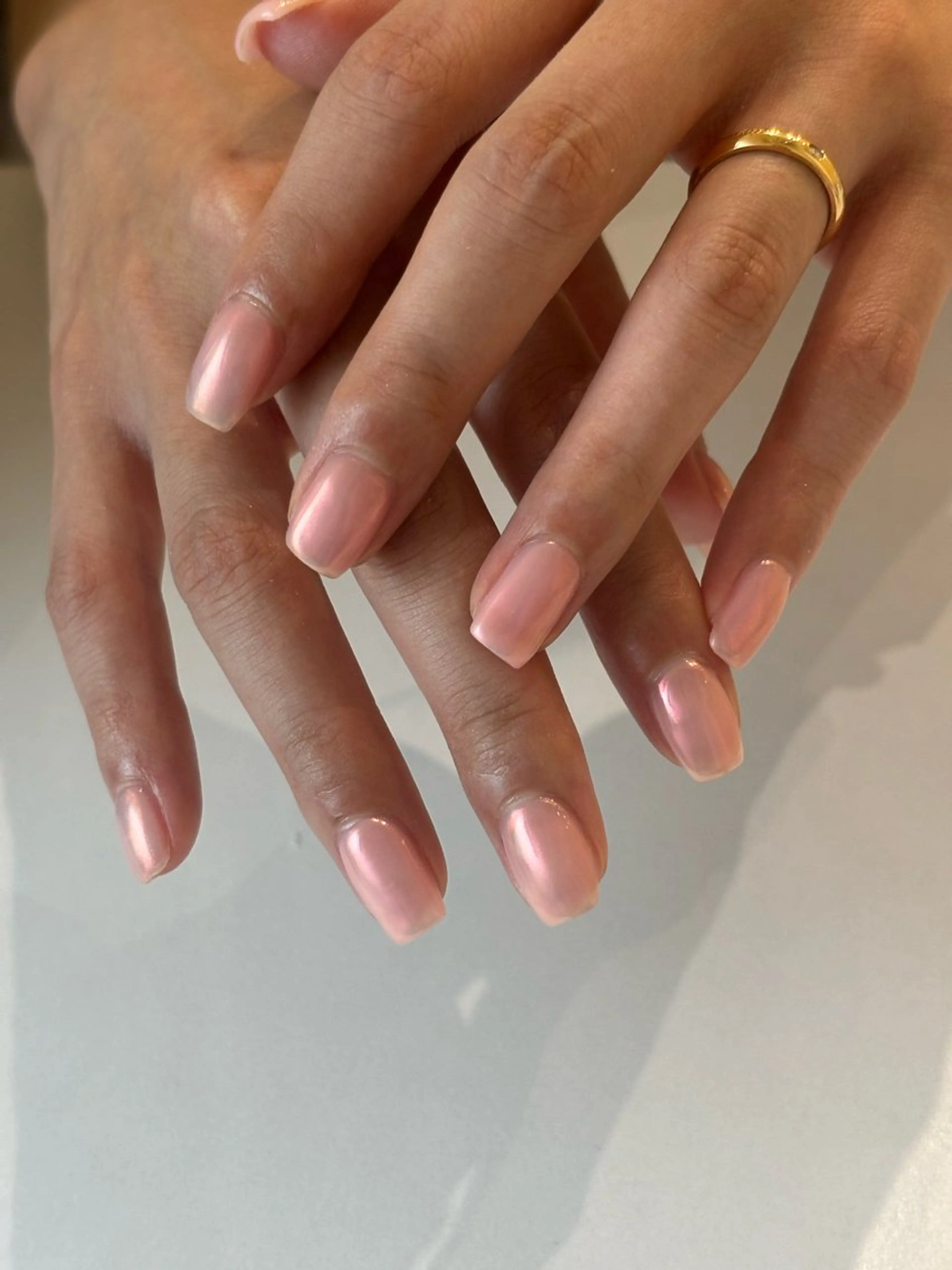 ネイル オーロラネイル オフィスネイル ピンク ハンドネイル Ann nailのネイルデザイン