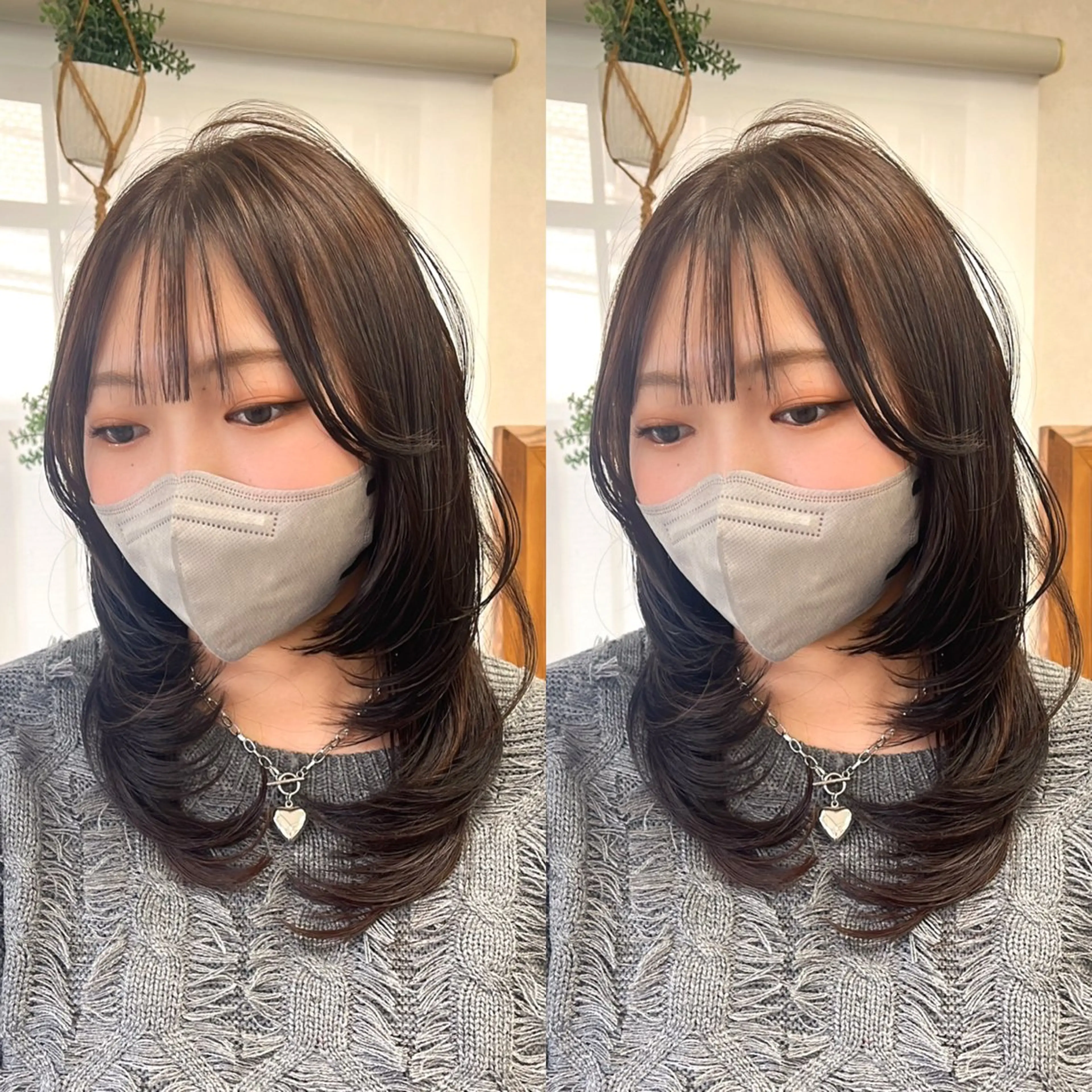 セミロング レイヤーカット カット ヘアカラー トリートメント issy/ハイライト ハイトーン／レイヤーのヘアスタイル