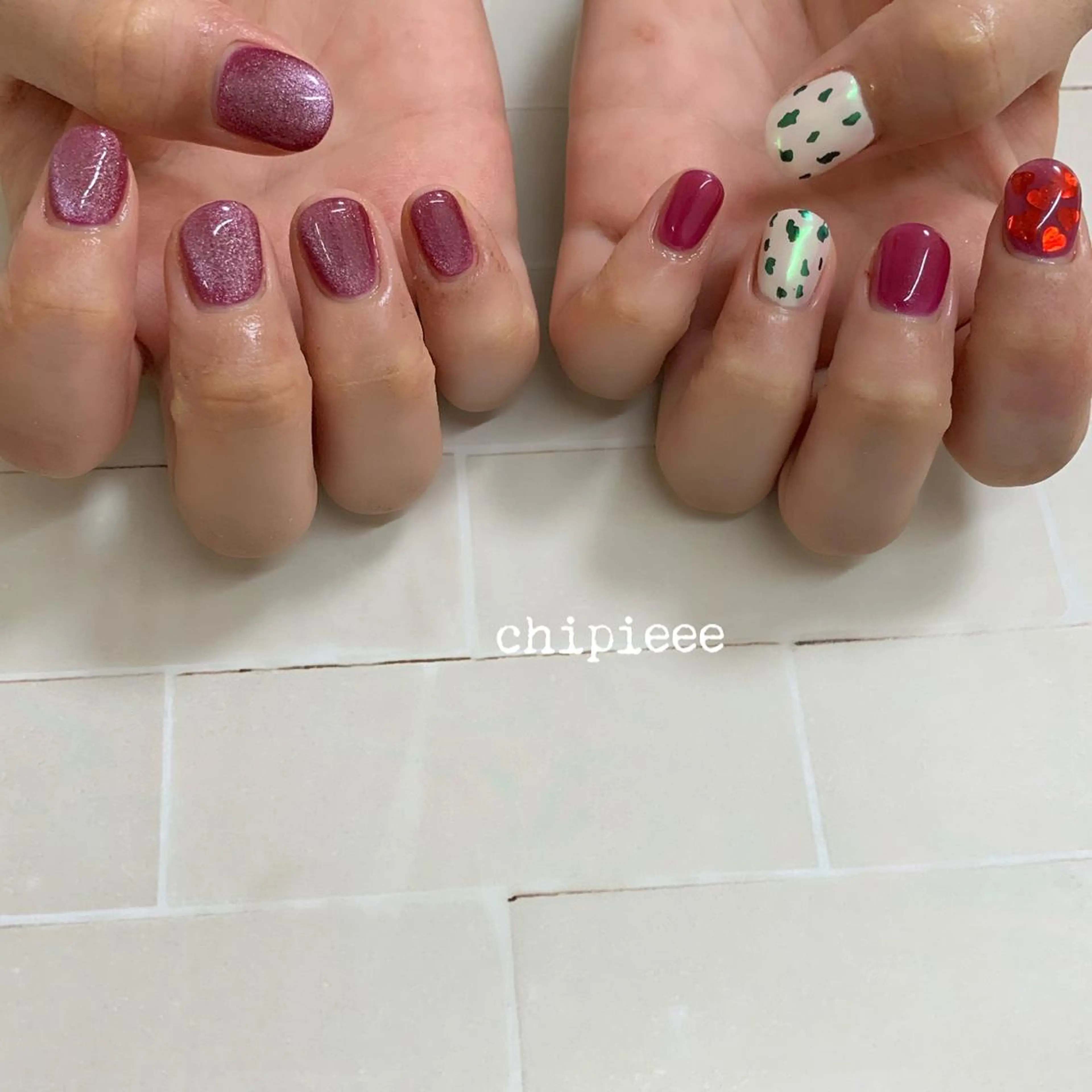 ネイル アニマル柄 オーロラネイル マグネットネイル . SHIORIのネイルデザイン