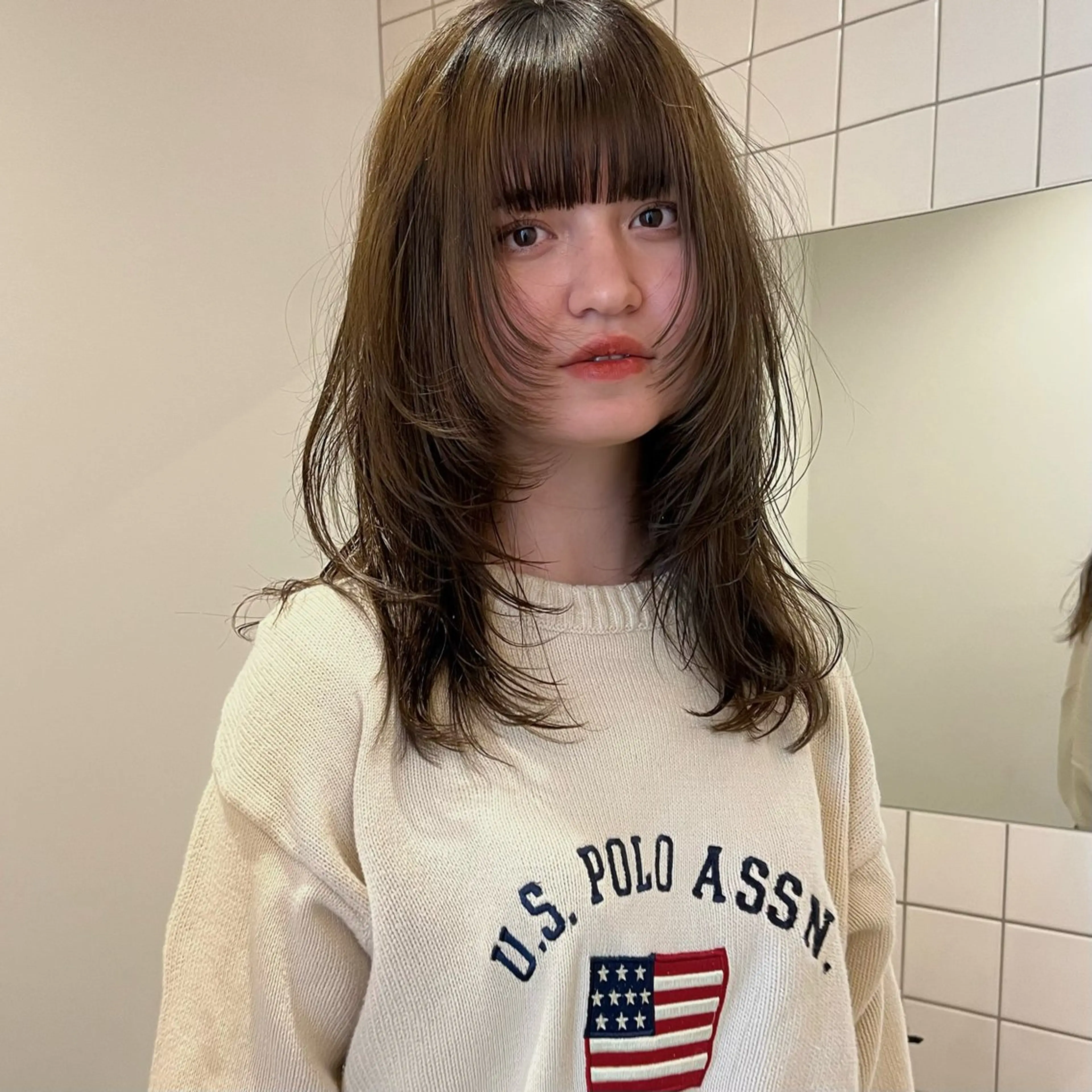 ミディアム ヘアカラー トリートメント 舟橋耀/ブリーチカラ ー/レイヤーカットのヘアスタイル