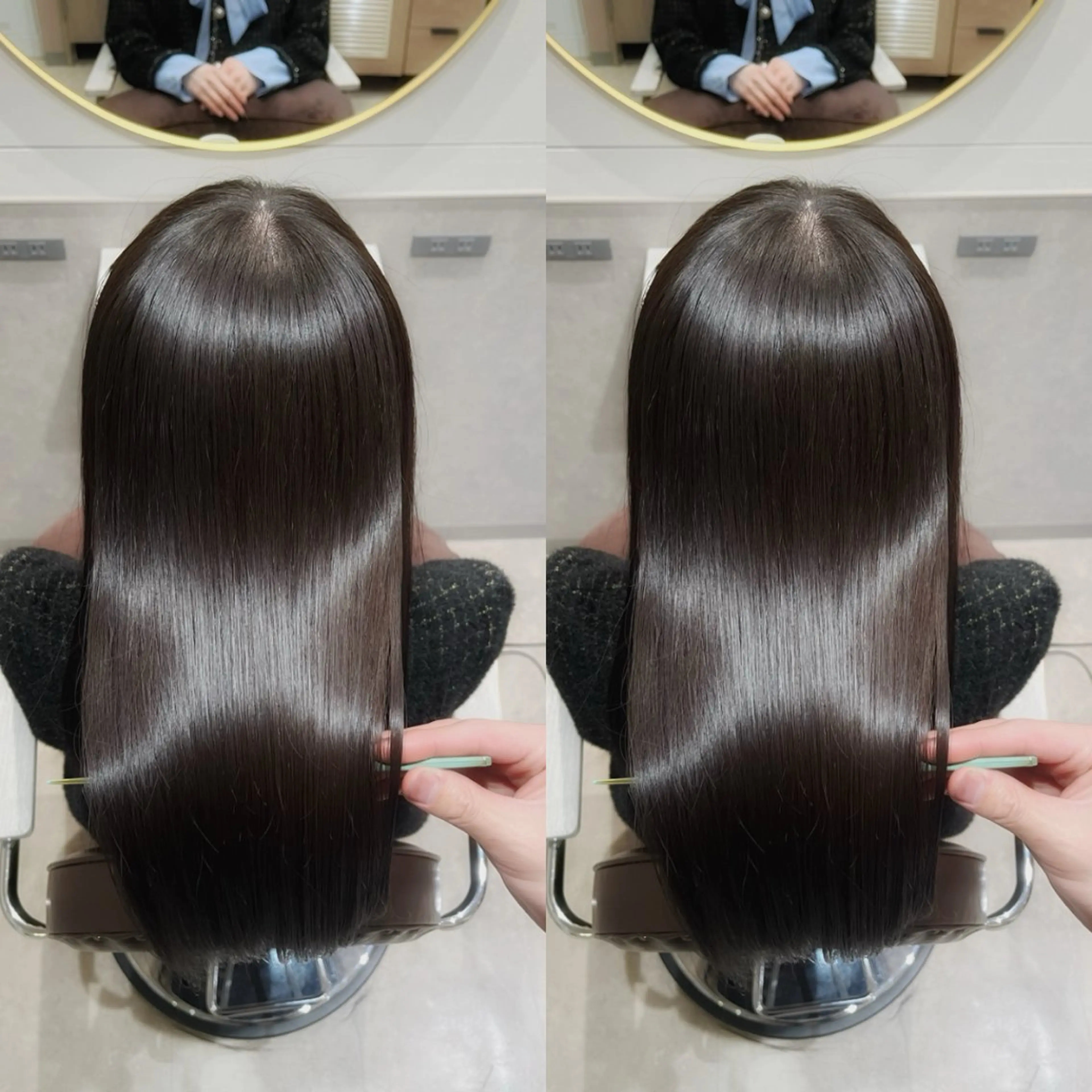 セミロング カット 縮毛矯正 トリートメント 銀座⭐️髪質改善⭐️ 平中　留生のヘアスタイル