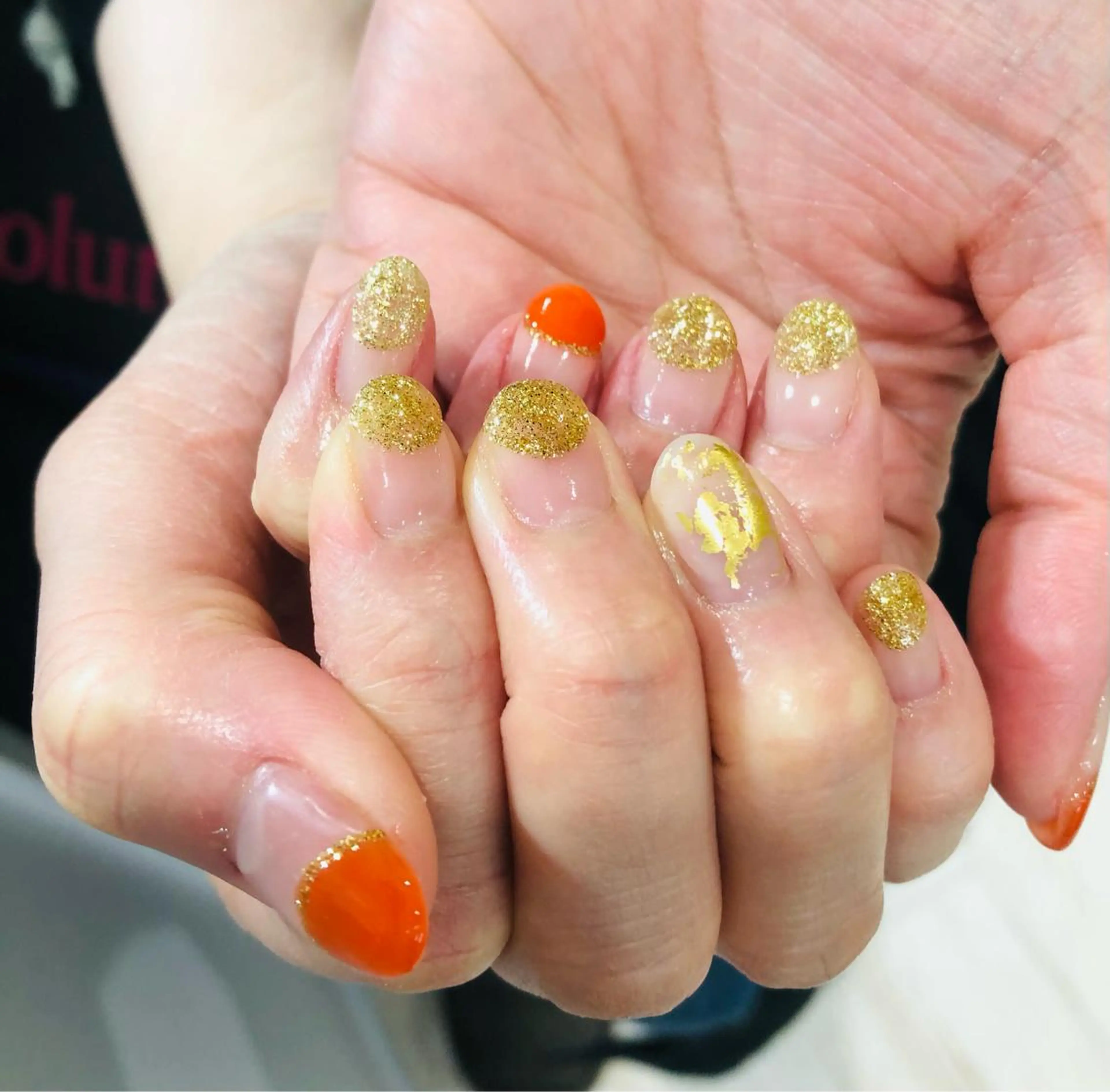 ネイル アートネイル フレンチネイル ラメ(グリッター) 逆フレンチ H3 hitoのネイルデザイン