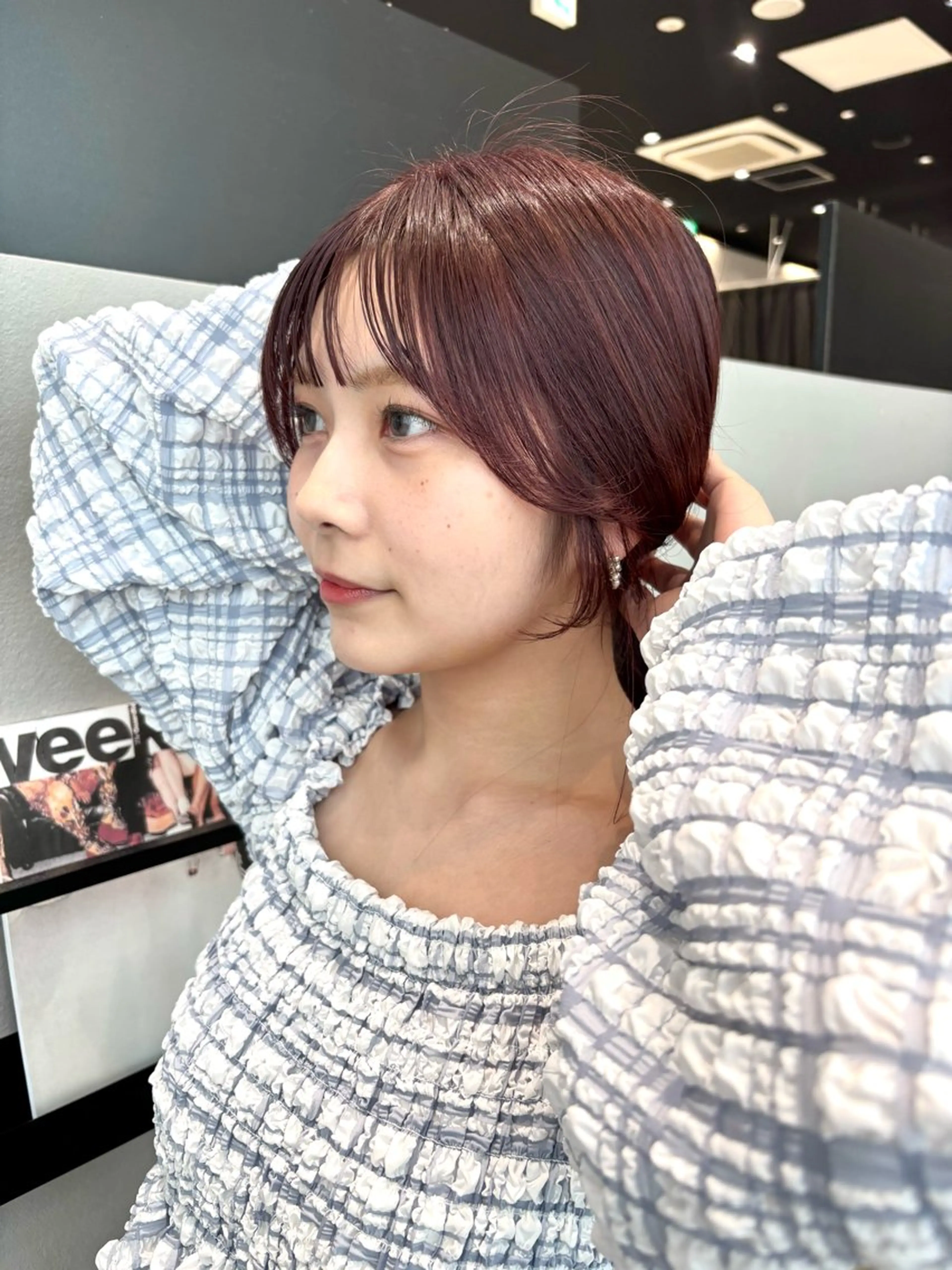 セミロング カラー 顔まわりレイヤー 顔周りカット レイヤーカット 小顔カット カット ヘアカラー 透明感カラー/ レイヤーkotonoのヘアスタイル