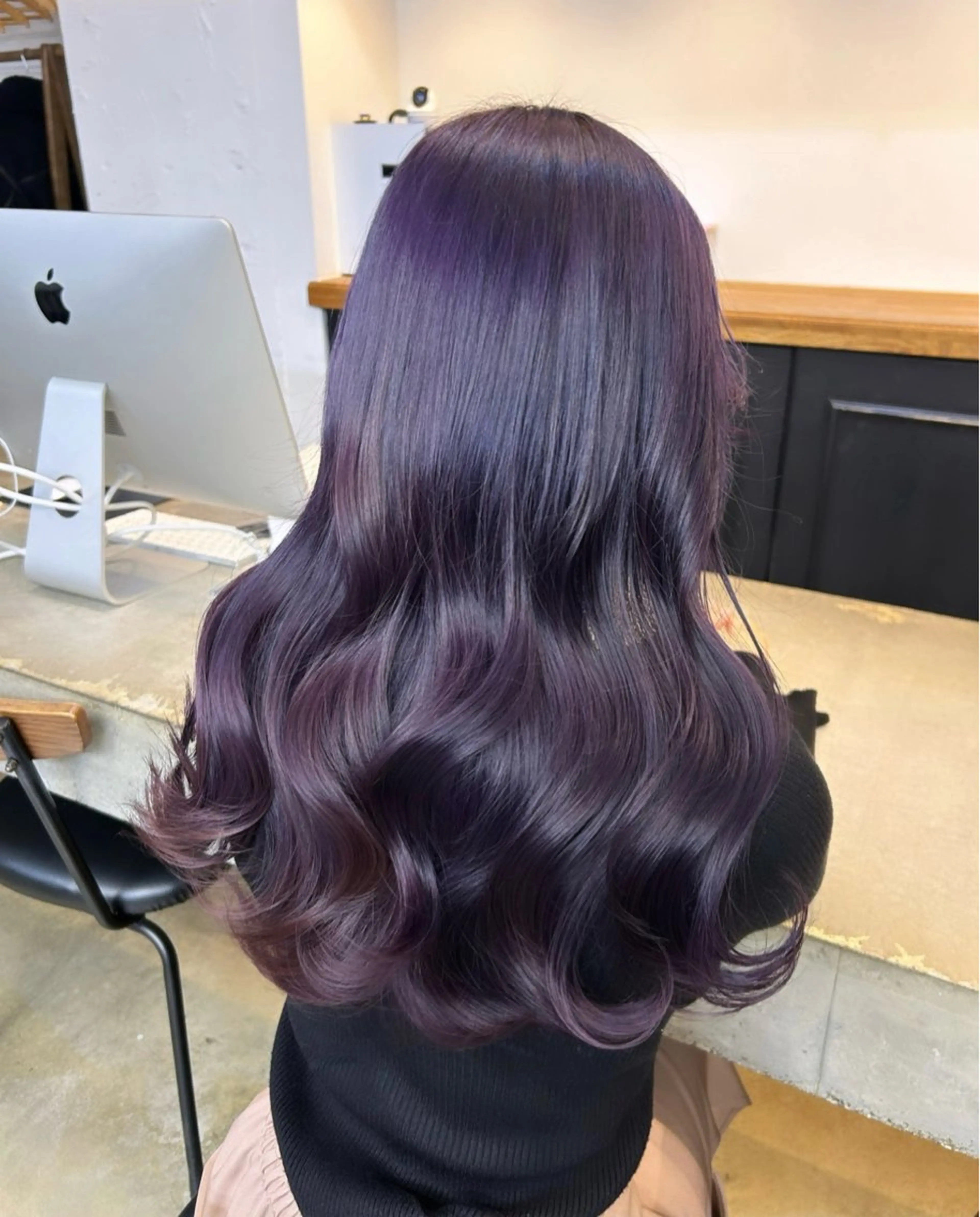 ロング カラー カット ヘアカラー トリートメント 🌷ラベンダーピンク 顔まわり🌷ねいろのヘアスタイル