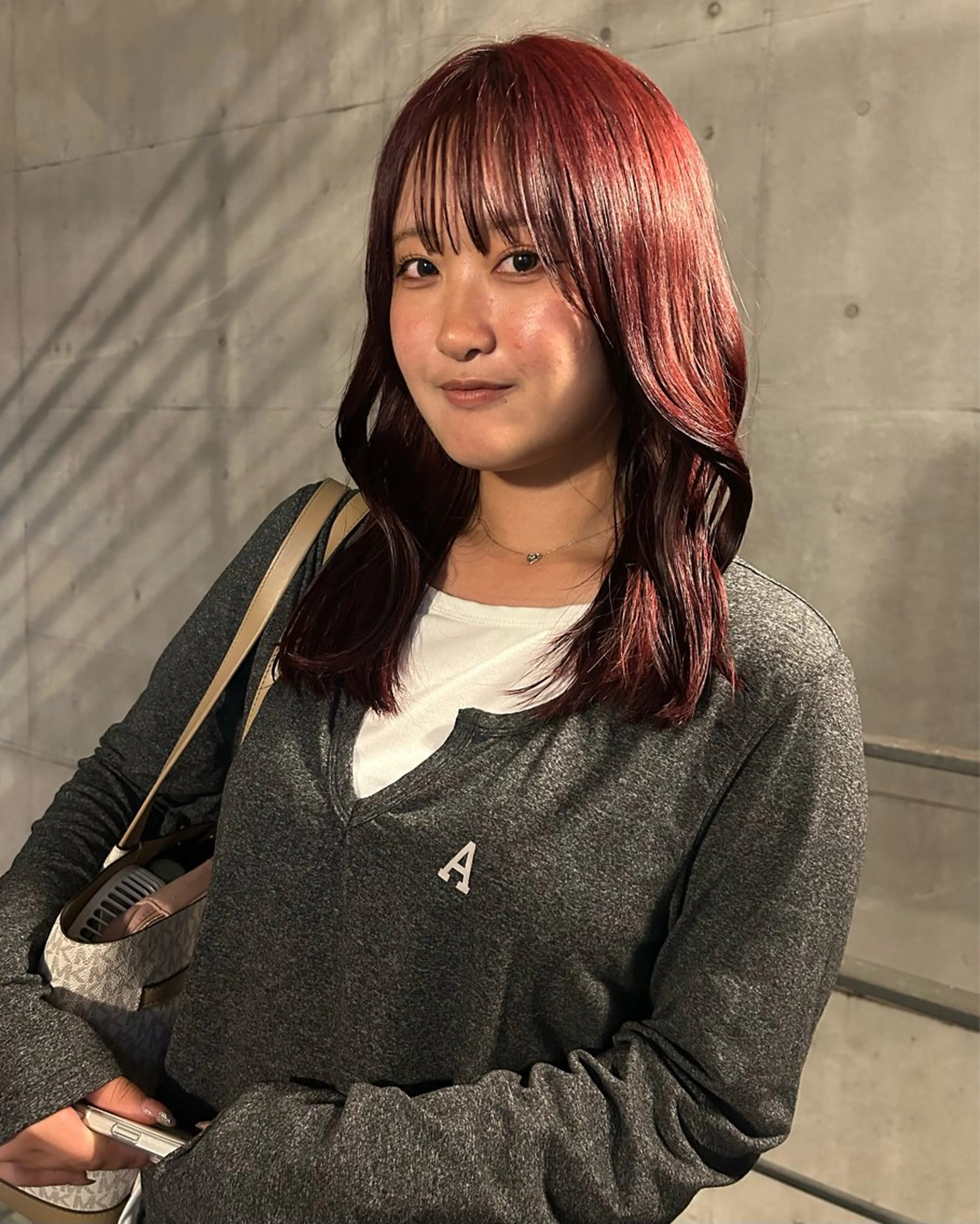 ミディアム カラー カット ヘアカラー yumeka🩶ボブ 暖色/透け感カラーのヘアスタイル