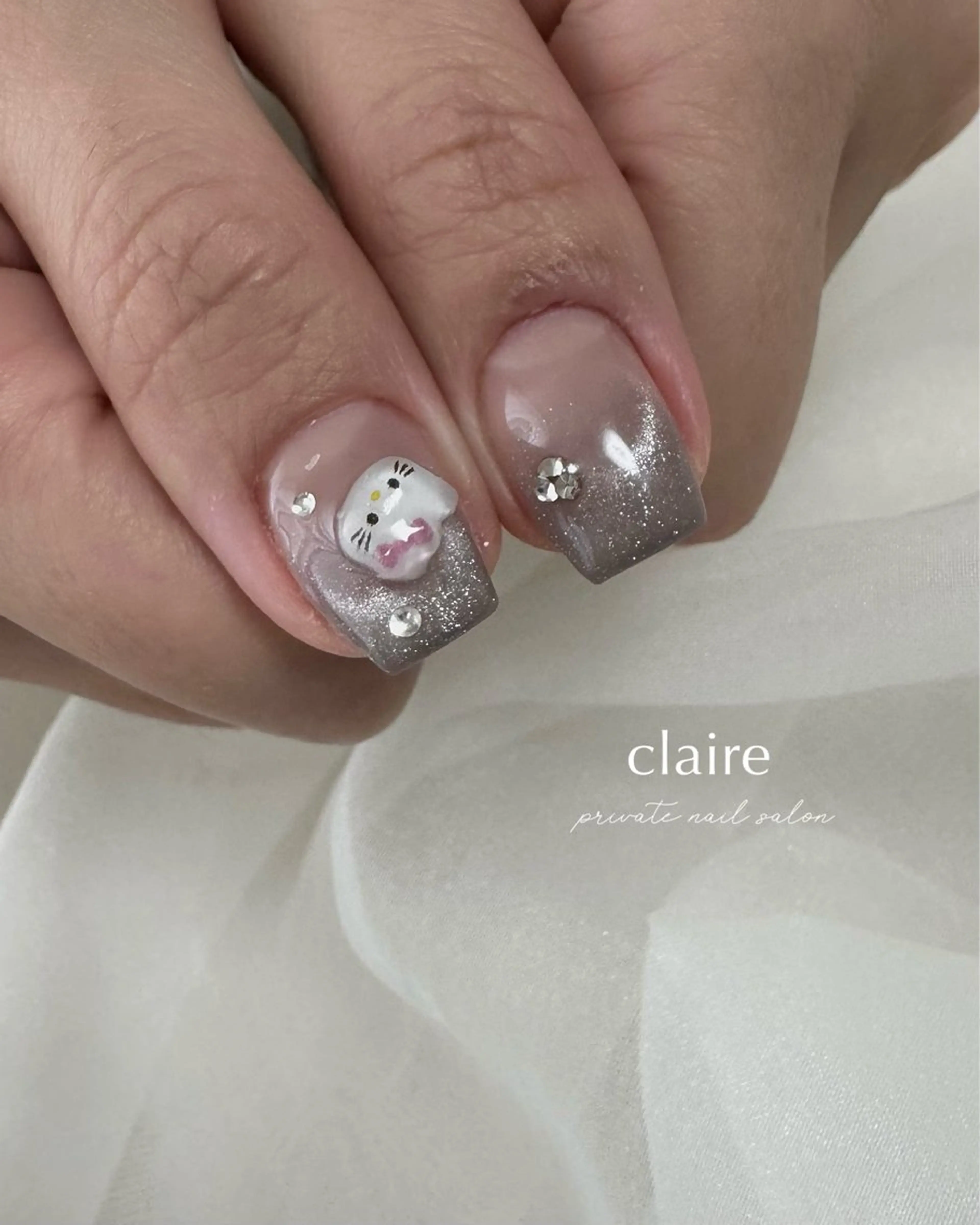 ネイル フレンチネイル マグネットネイル マグネットフレンチ ハンドネイル claire_ rie.のネイルデザイン