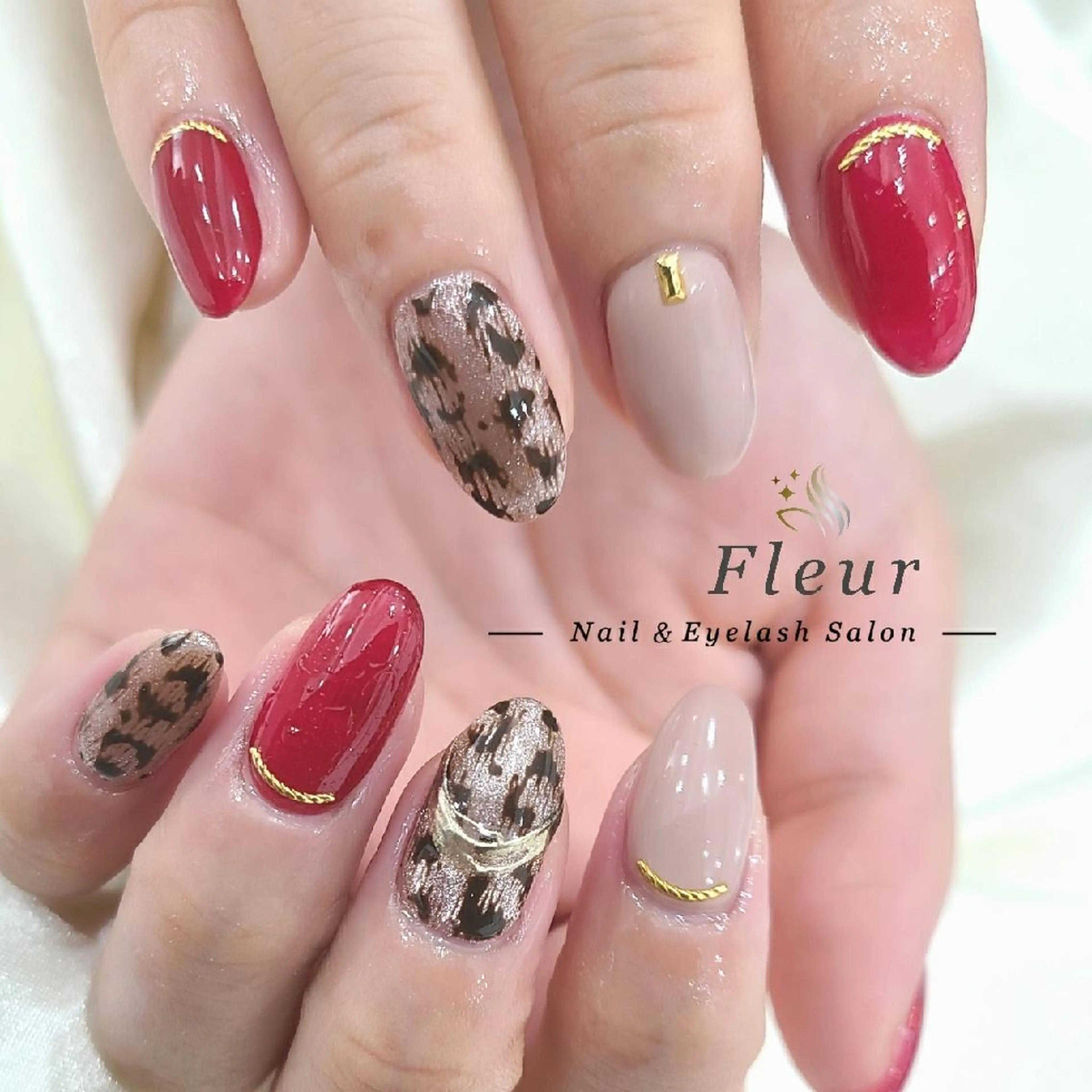 ミディアム ネイル nail&eye ♡Fleur♡のネイルデザイン