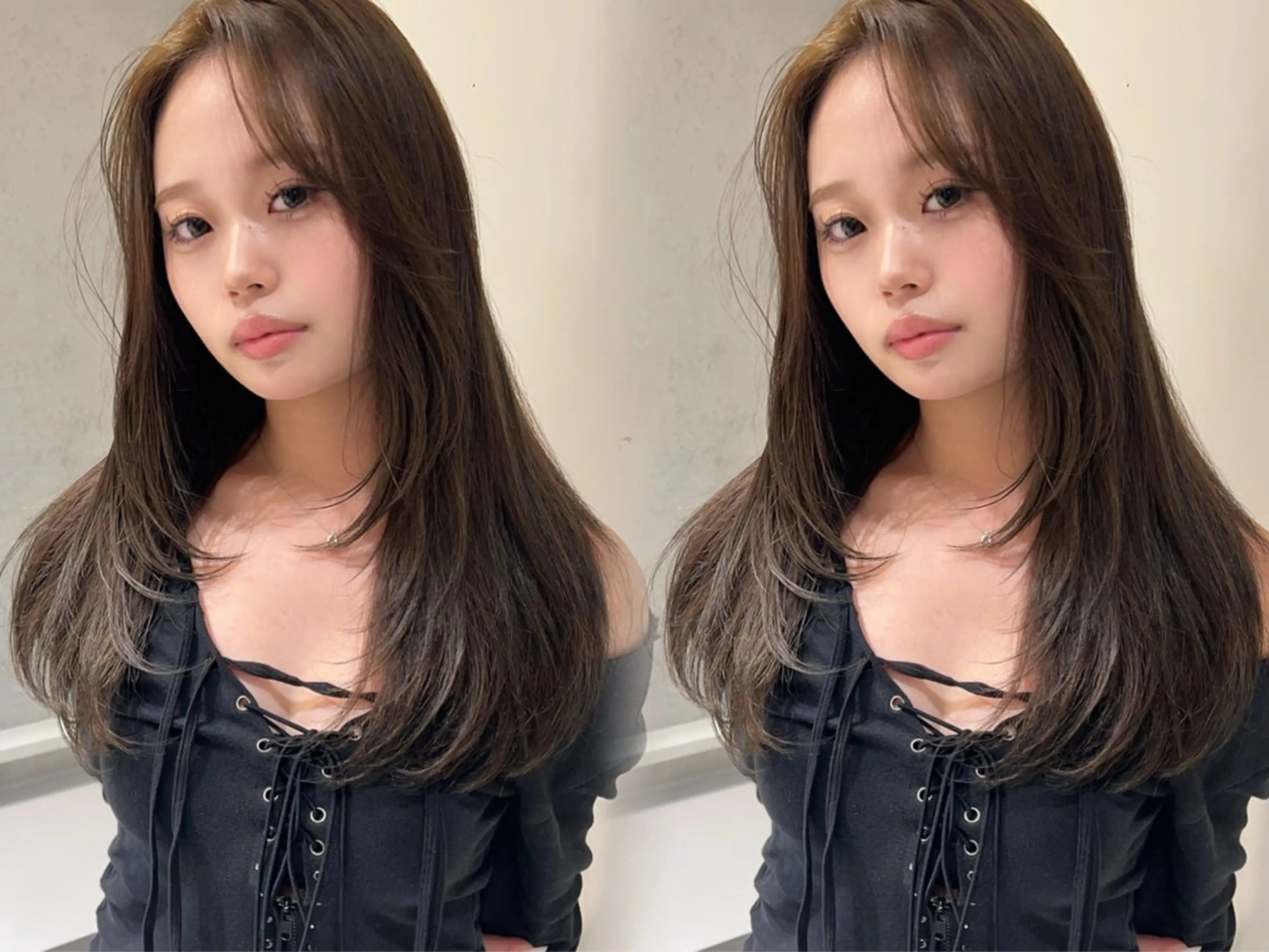 セミロング カラー 透明感カラー レイヤーカット ayaka🫧 梅田ダブルカラーのヘアスタイル