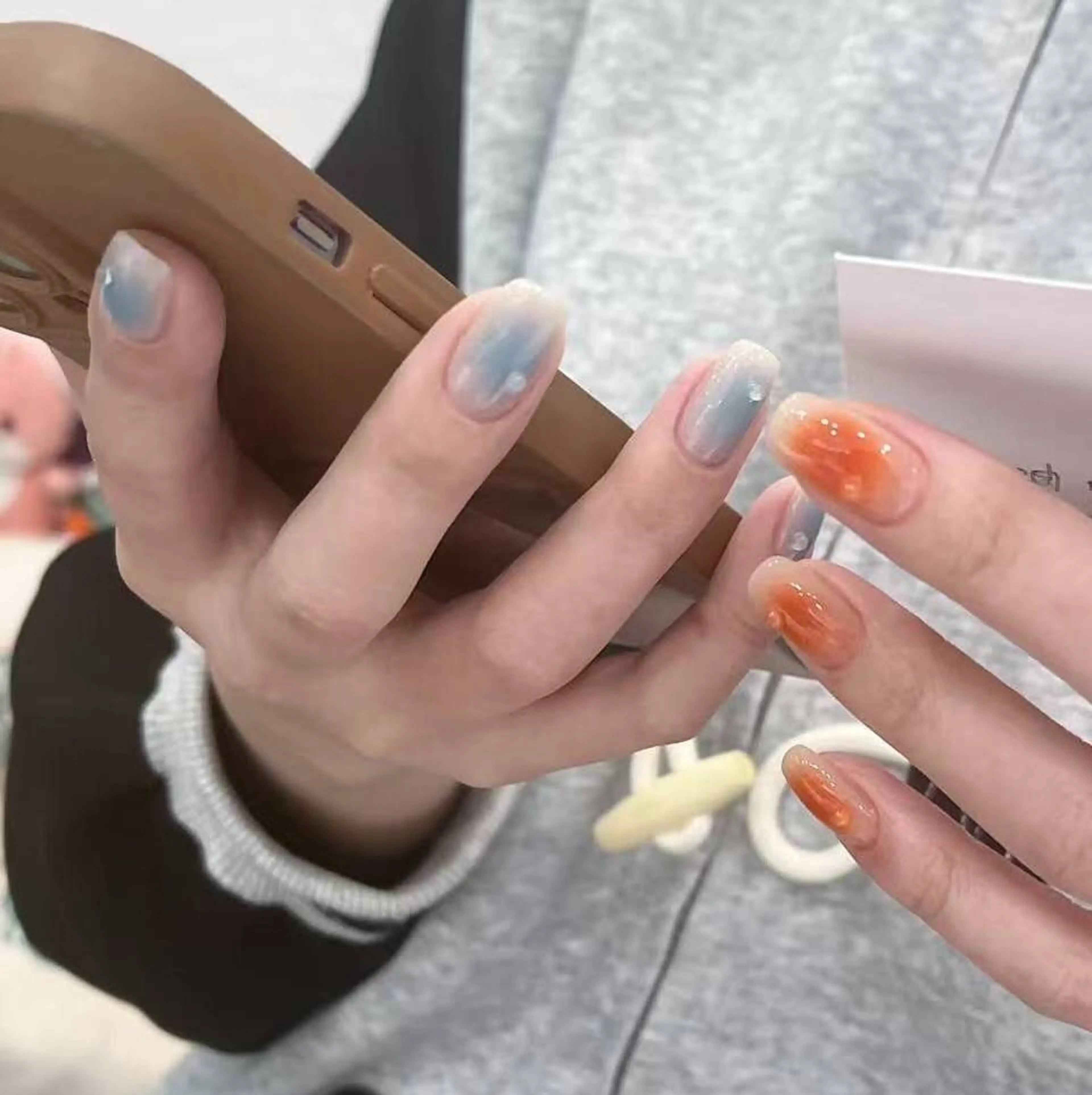 ネイル フラワーネイル フレンチネイル ジェルネイル ガラスフレンチ ハート ハンドネイル BabyYouMi ねねのネイルデザイン