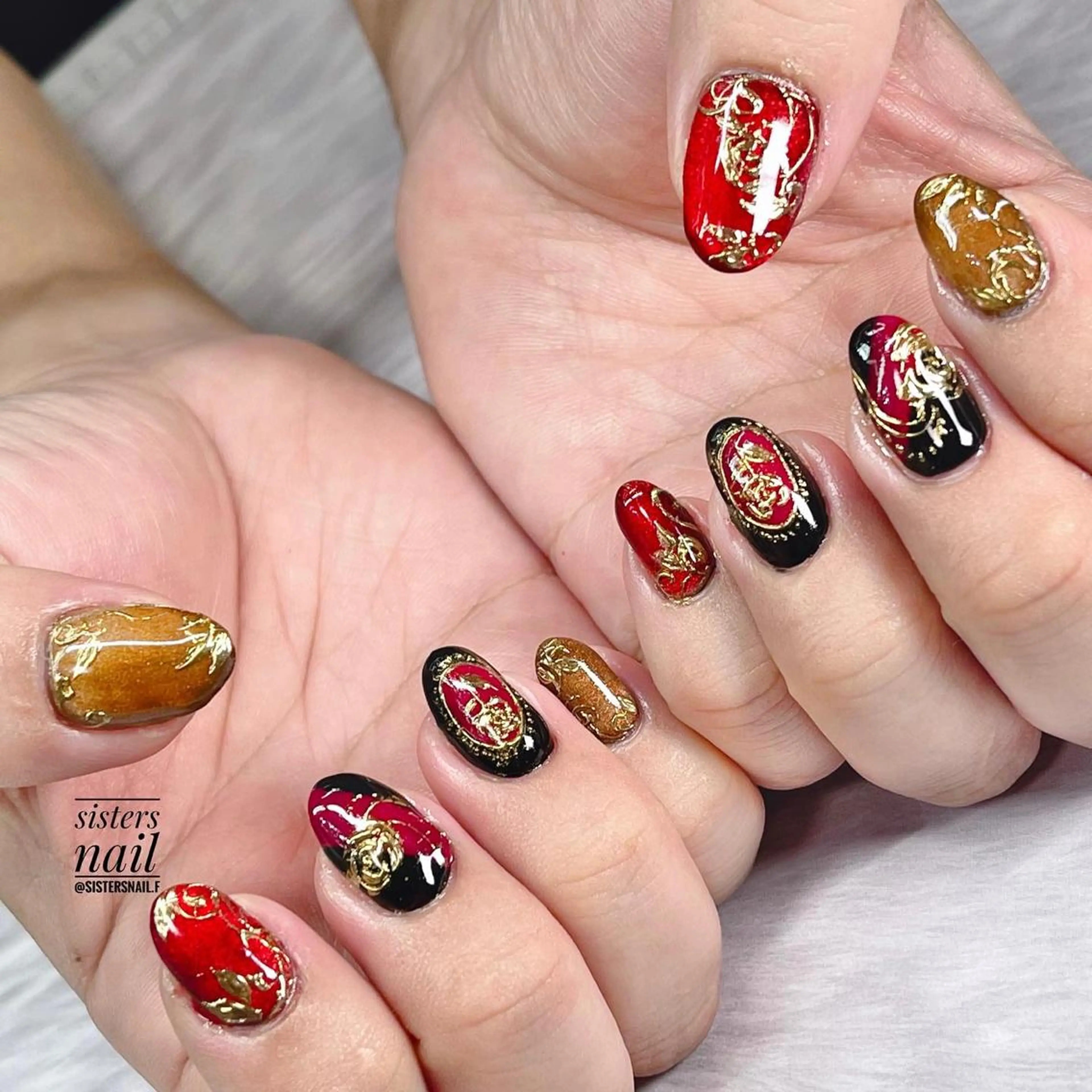 ネイル アートネイル マグネットネイル ミラーネイル sisters nail.fのネイルデザイン