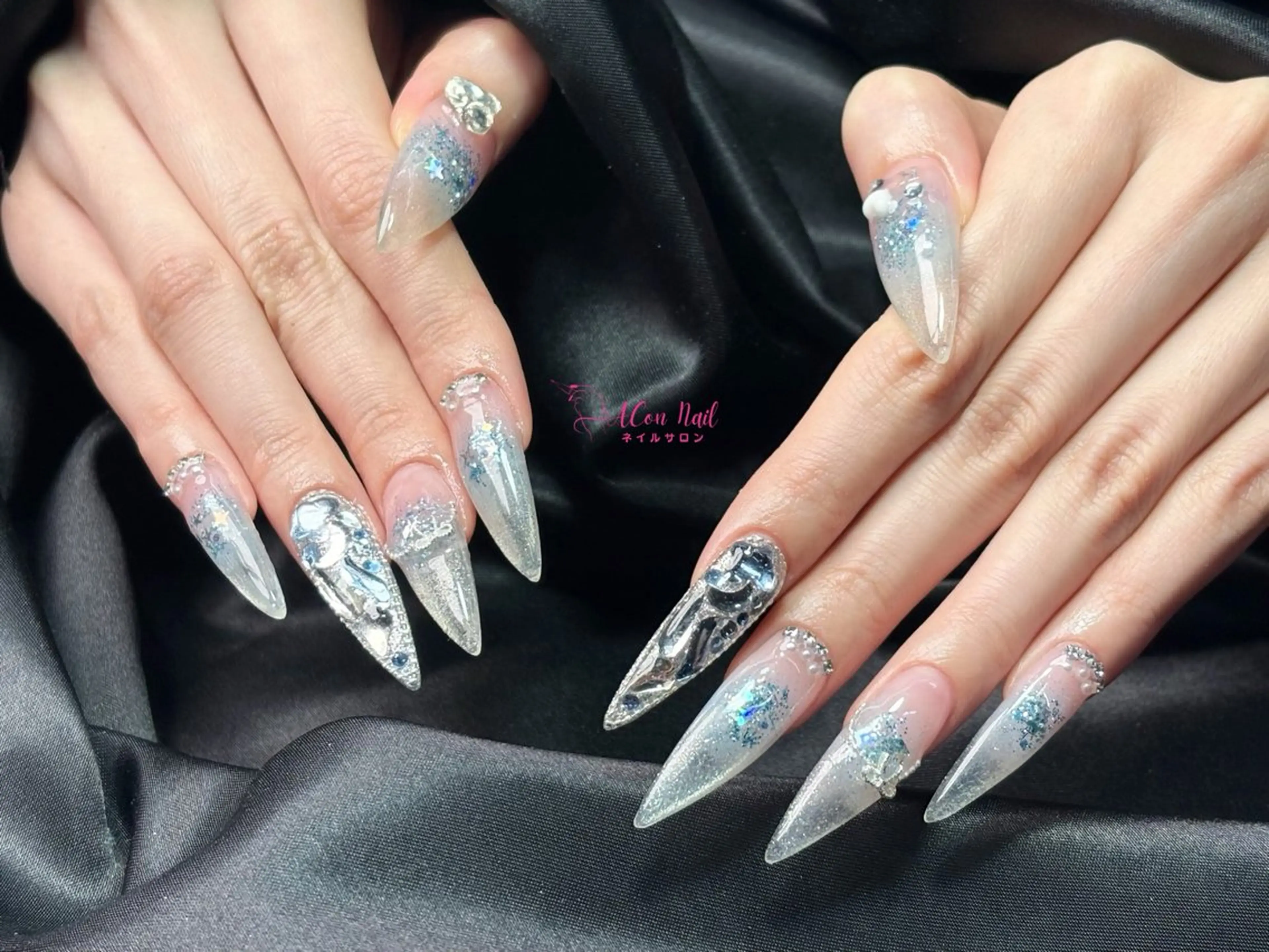 ネイル 桜ネイル 長さ出し フラワーネイル フレンチネイル ジェルネイル ハンドネイル ACon NailSalonのネイルデザイン