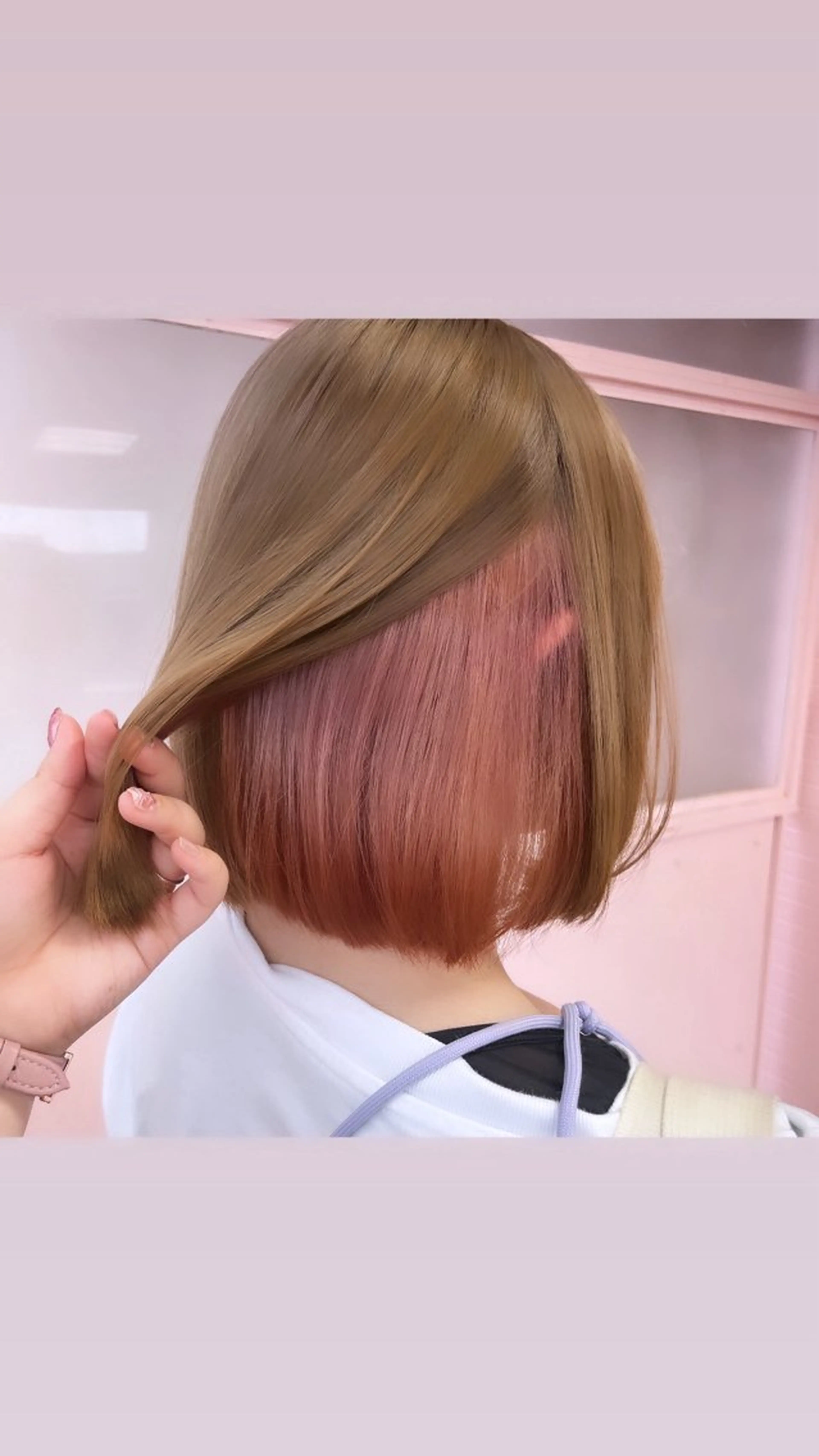 ミディアム カラー ベージュカラー インナーカラー ピンクカラー ピンクベージュ 五味優莉🫧 ͛.* 似合わせ/レイヤーのヘアスタイル