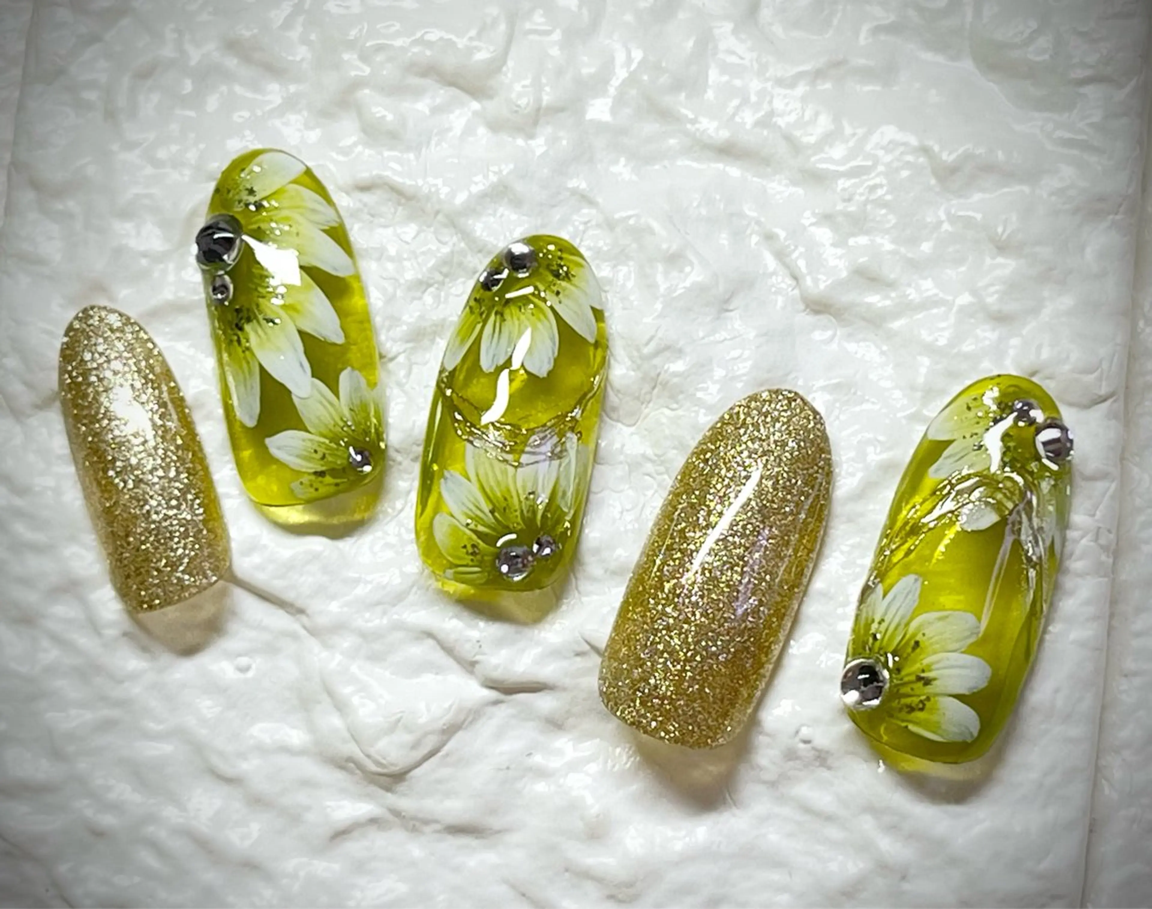 ネイル グリーン ハンドネイル まり りぃ〜んのネイルデザイン