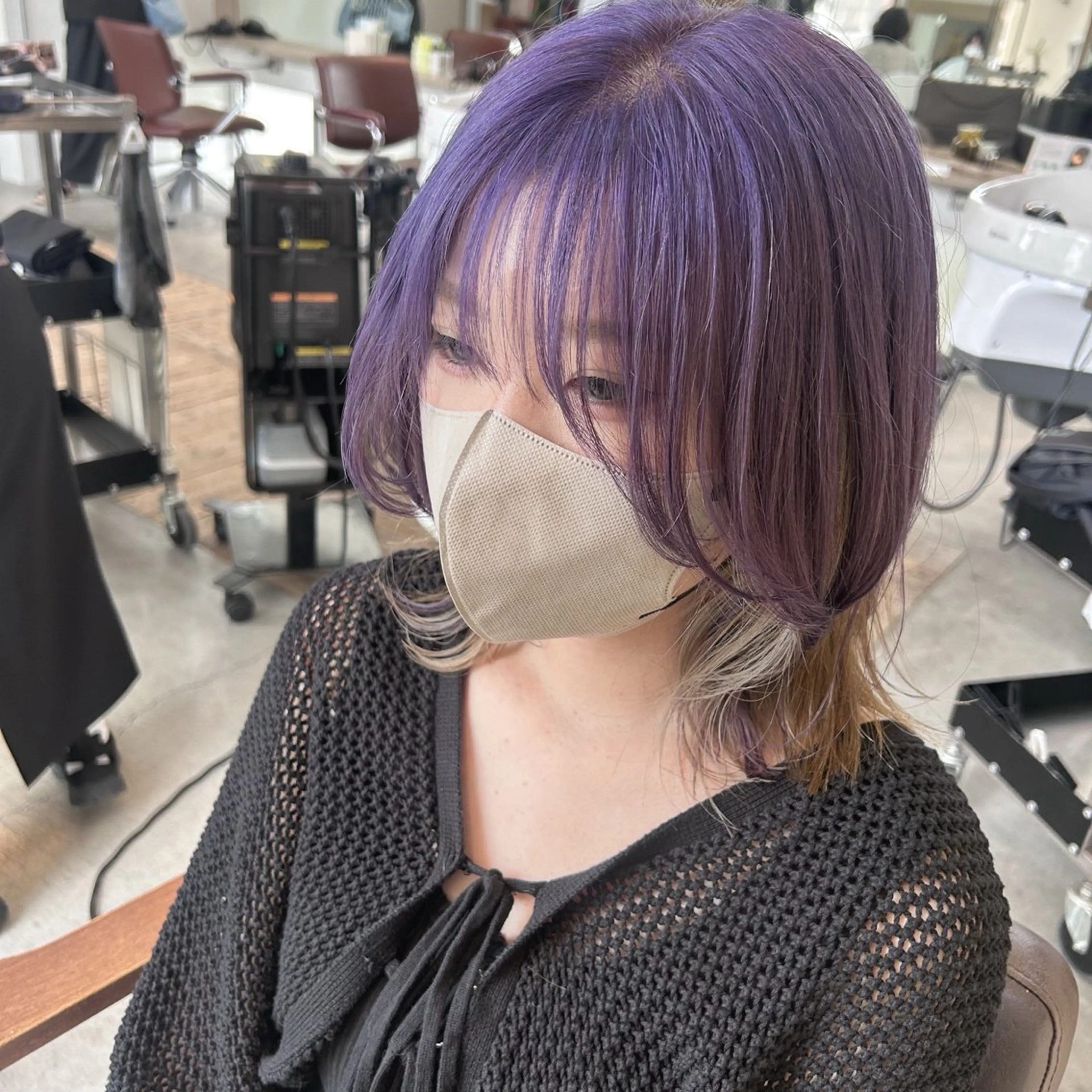 ミディアム ヘアカラー 綿貫 美雪のヘアスタイル