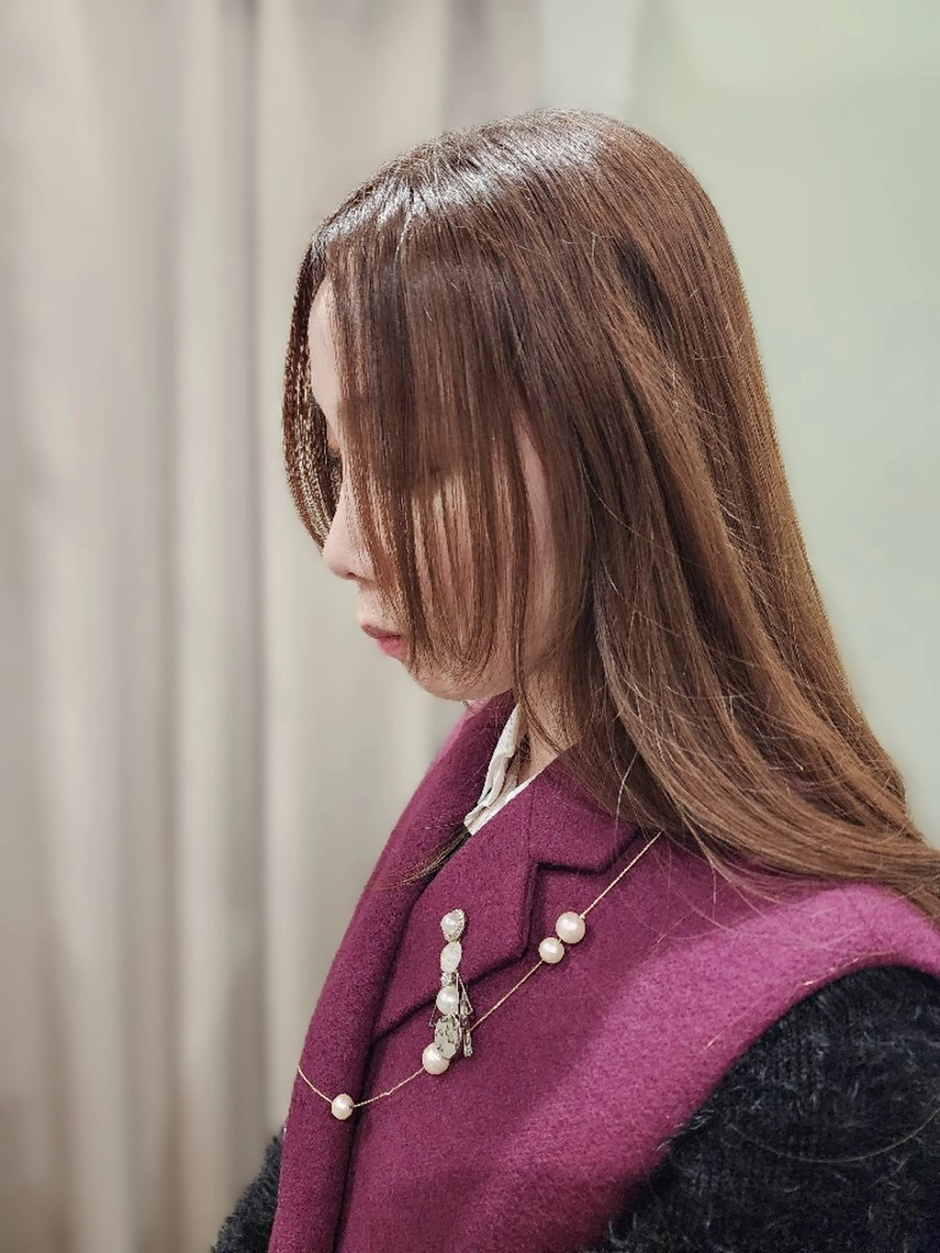 ロング カラー ベージュカラー 顔周りカット 柏 康孝のヘアスタイル