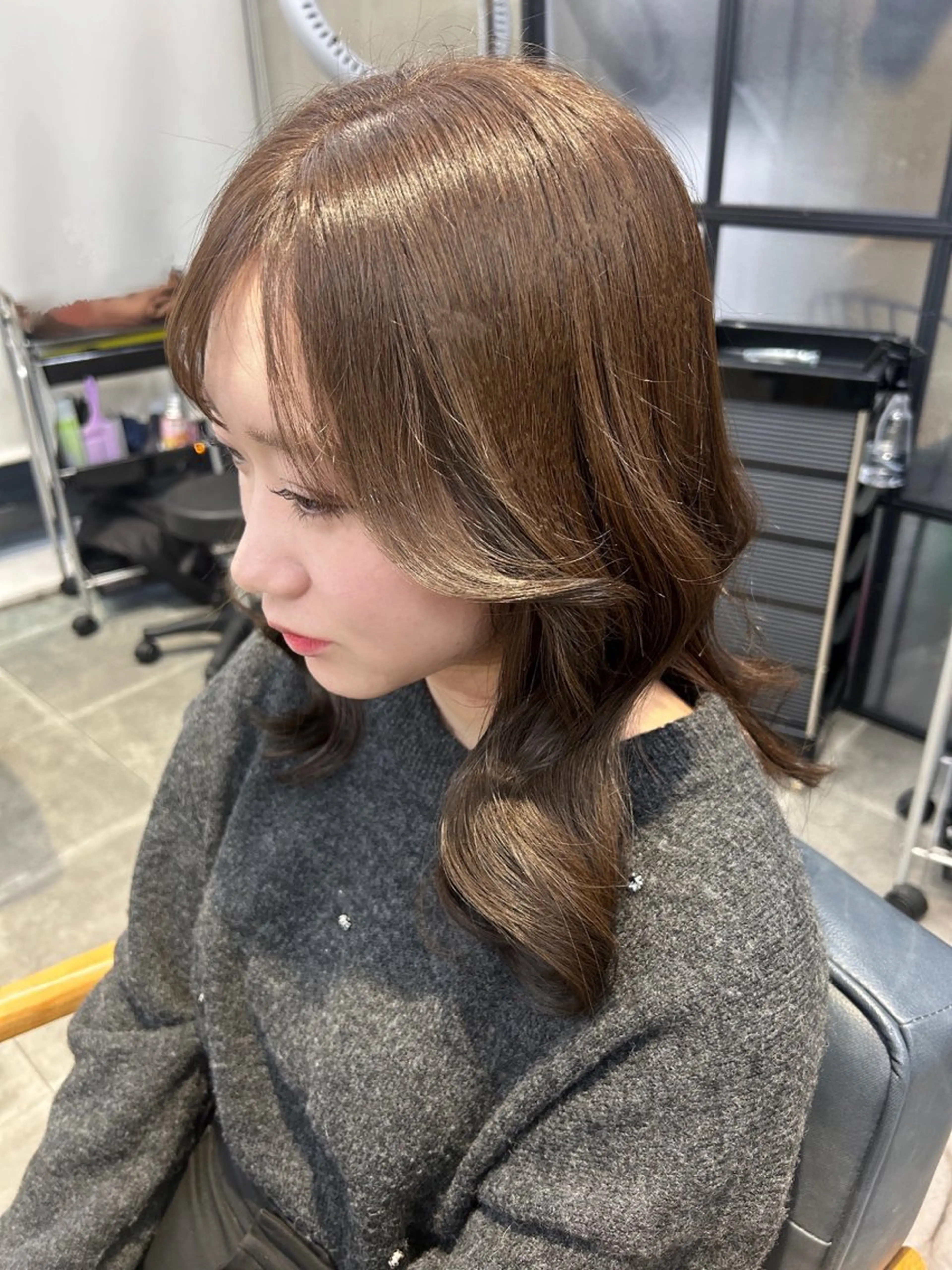 ミディアム カラー カット ヘアカラー トリートメント newi梅田🫧韓国 ヘア🫧sakiのヘアスタイル
