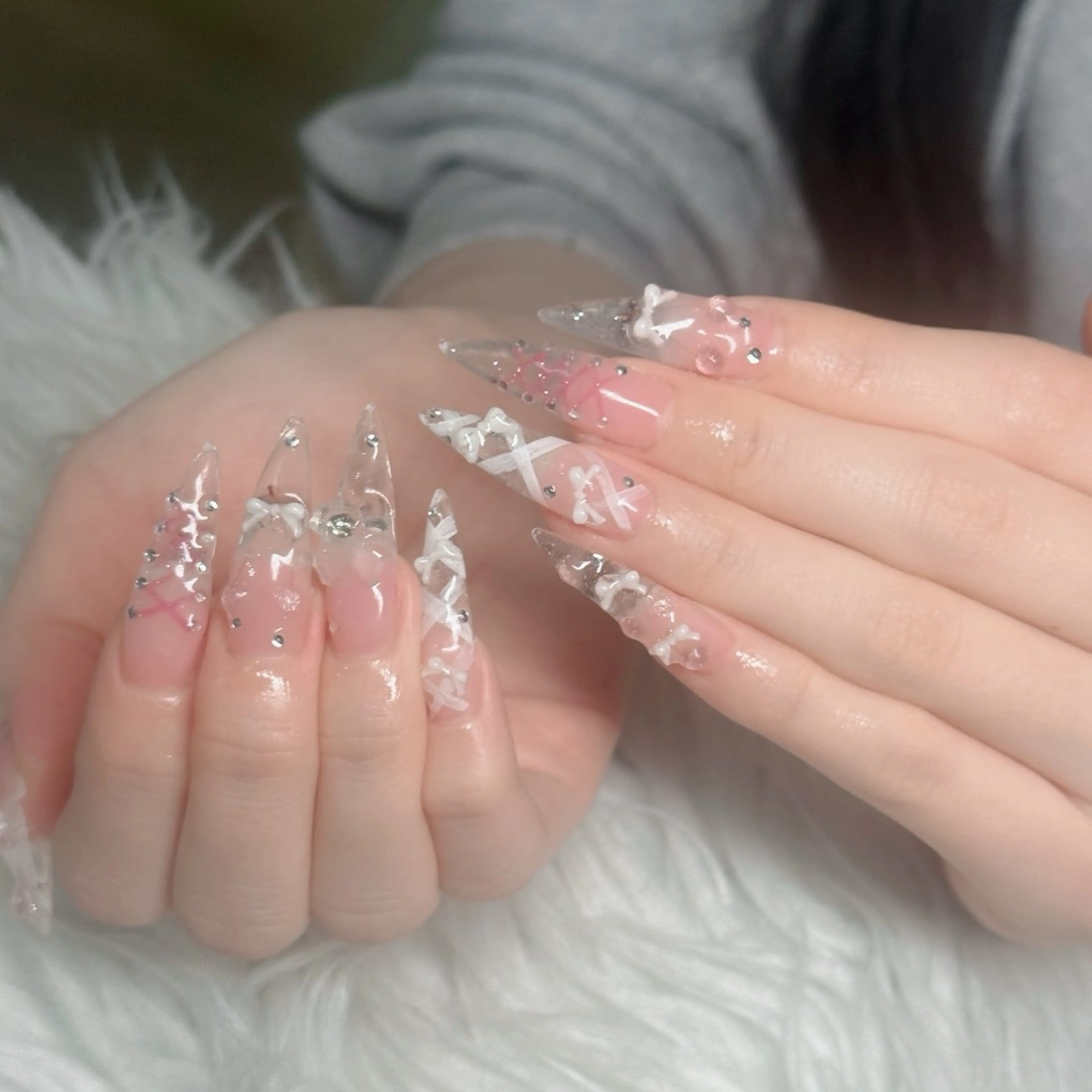 ネイル フットネイル フレンチネイル グラデーション 韓国ネイル ロングネイル ハンドネイル Hani Nail Salonのネイルデザイン