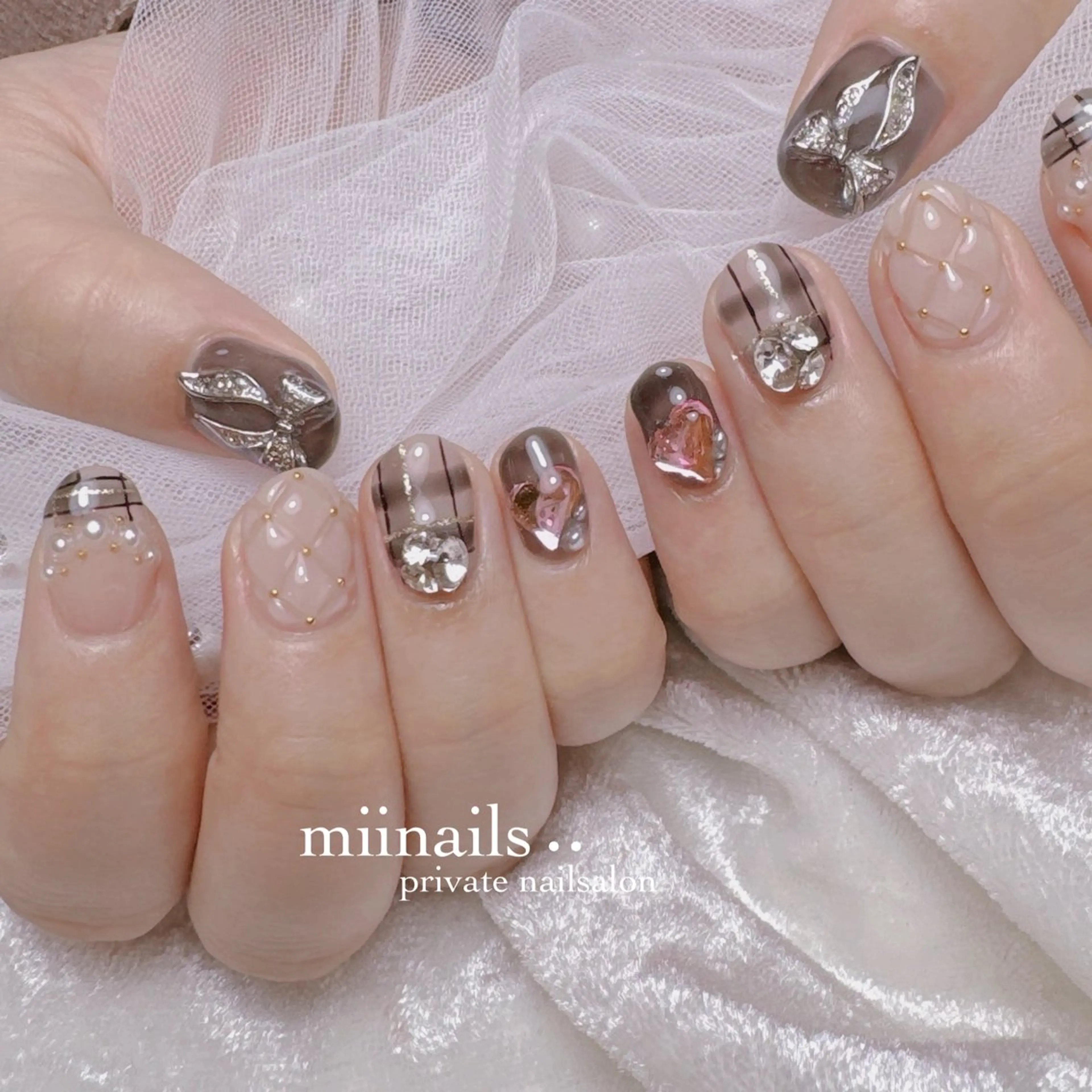 ネイル 韓国ネイル マグネットネイル ワンホンネイル ハンドネイル nailsalon miinailsのネイルデザイン