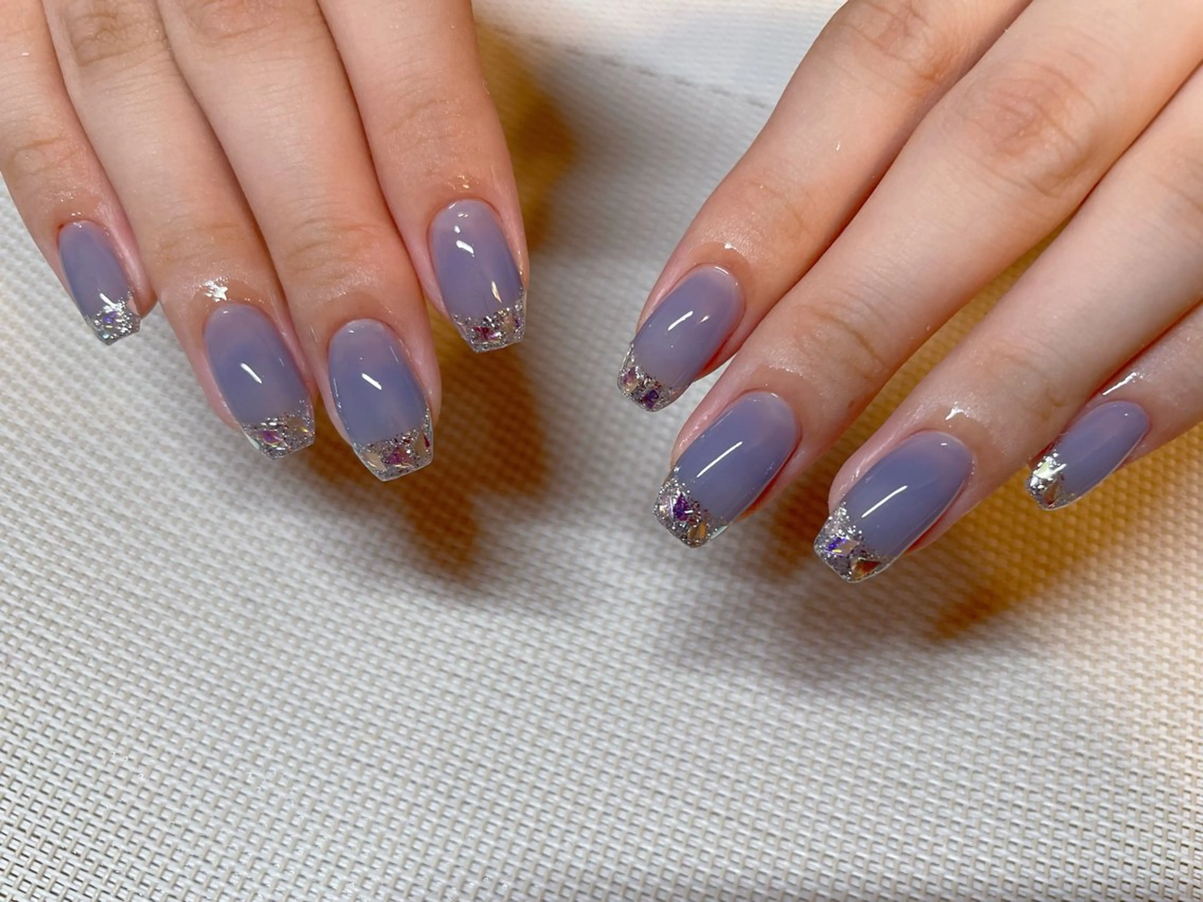 ネイル フレンチネイル ガラスフレンチ ハンドネイル エン Nail salonのネイルデザイン