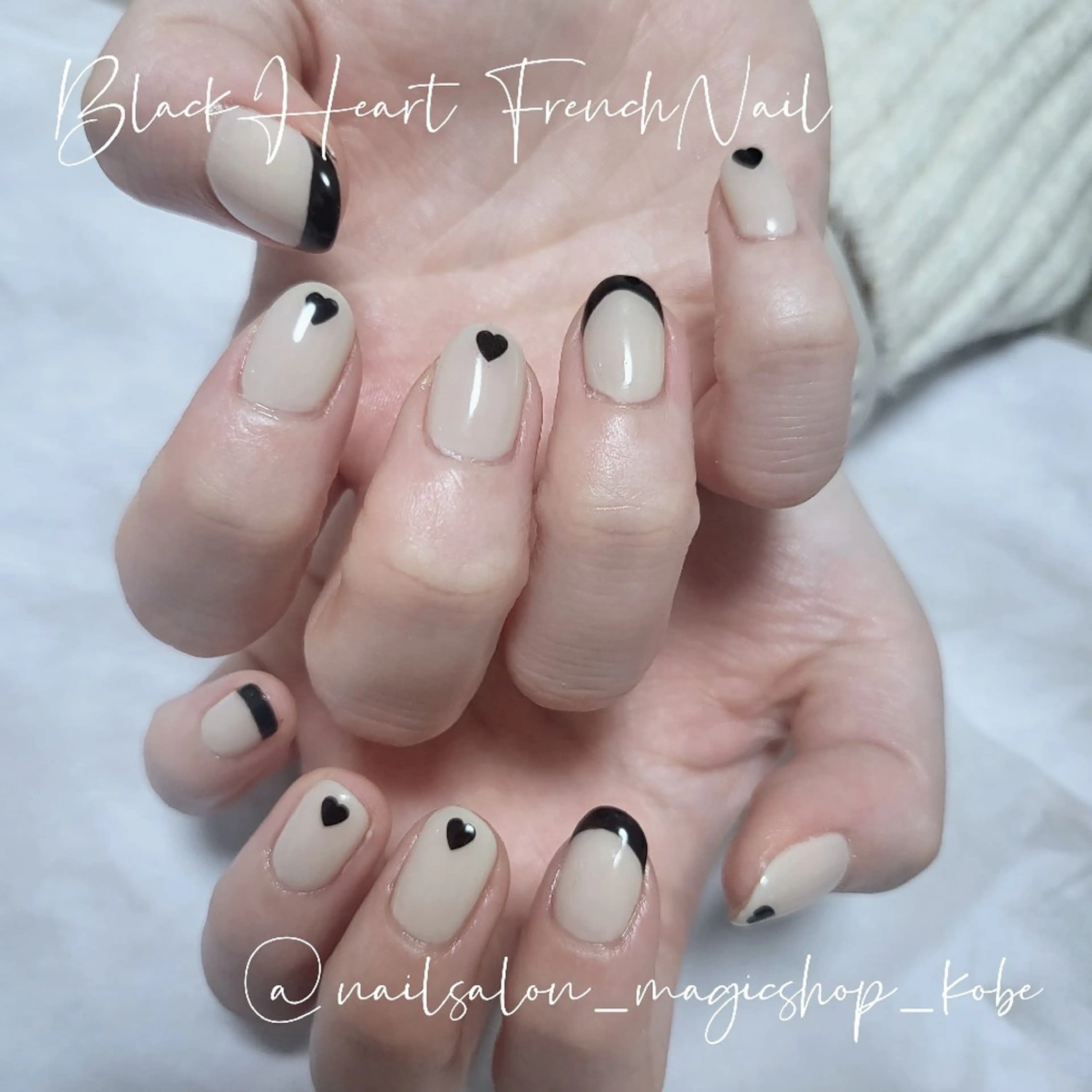 ネイル フレンチネイル ジェルネイル ハート ソフトジェル バレンタイン ハンドネイル Nailsalon MagicShopのネイルデザイン