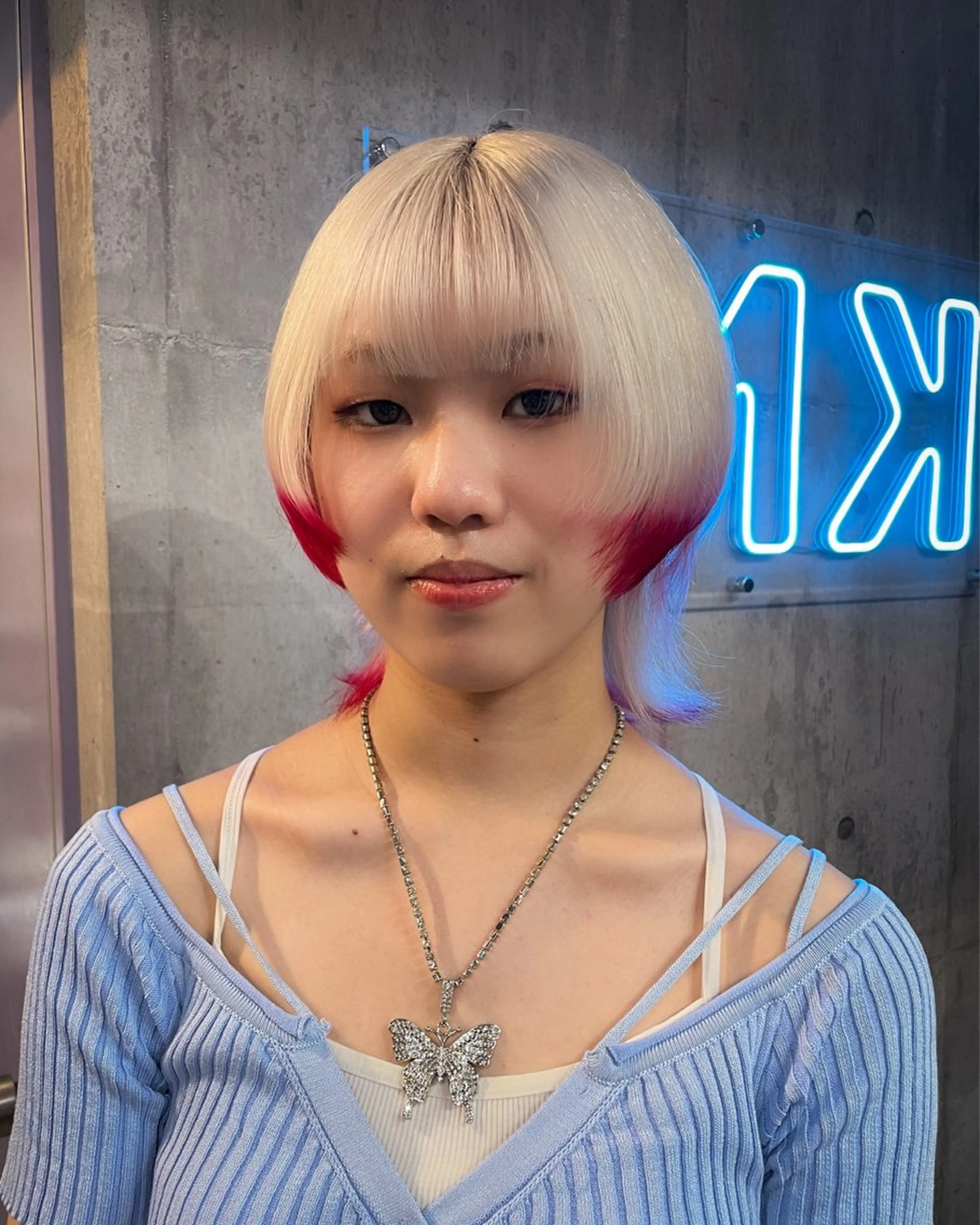 ミディアム ヘアカラー ハイトーン/ブリーチ /ウルフ⛓️MAKIのヘアスタイル