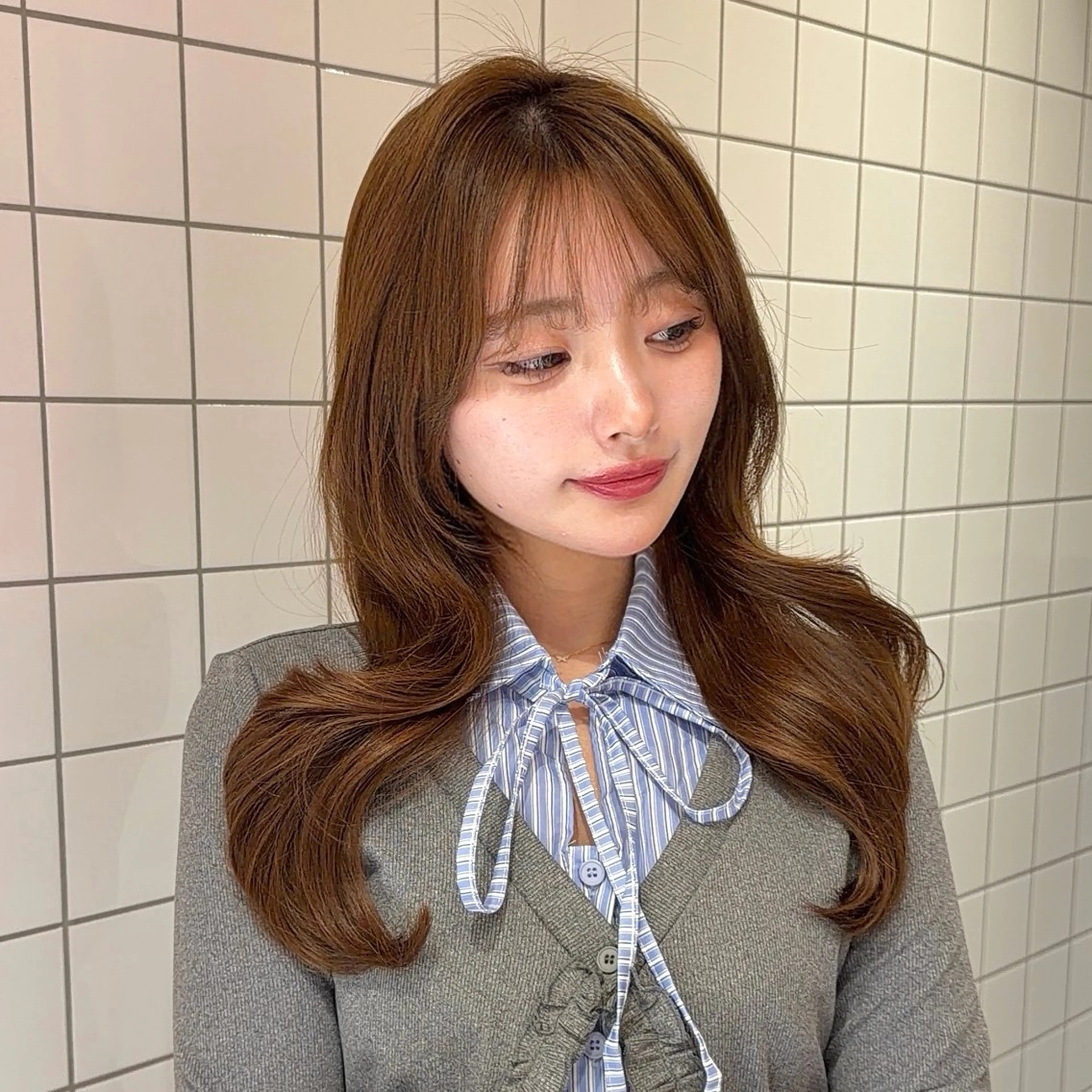 ロング くびれヘア カット ヘアカラー トリートメント 🎀しゅな/韓国 レイヤー/透明感♡のヘアスタイル