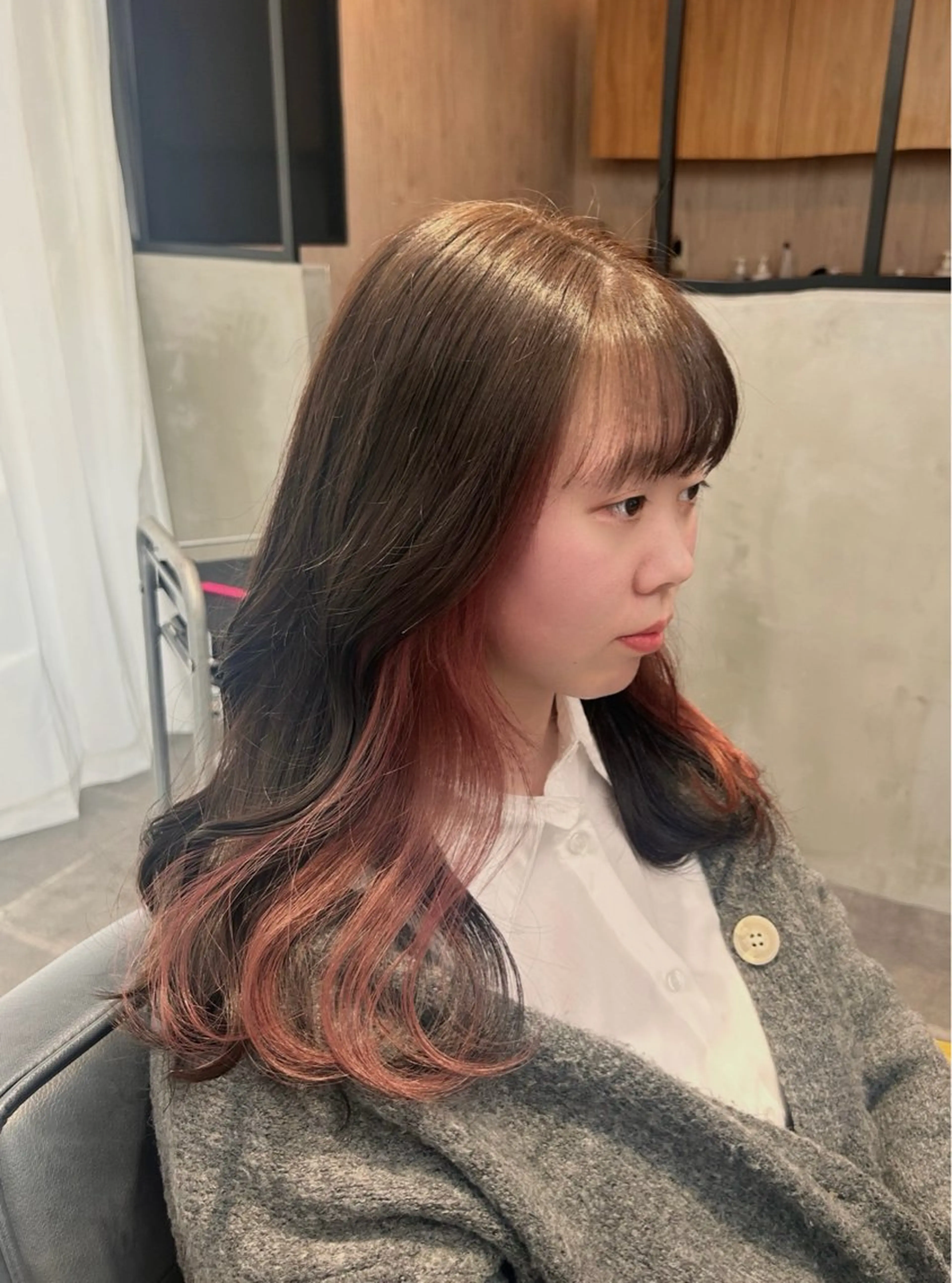 セミロング カラー 韓国×髪質改善カラー 💎hinaのヘアスタイル