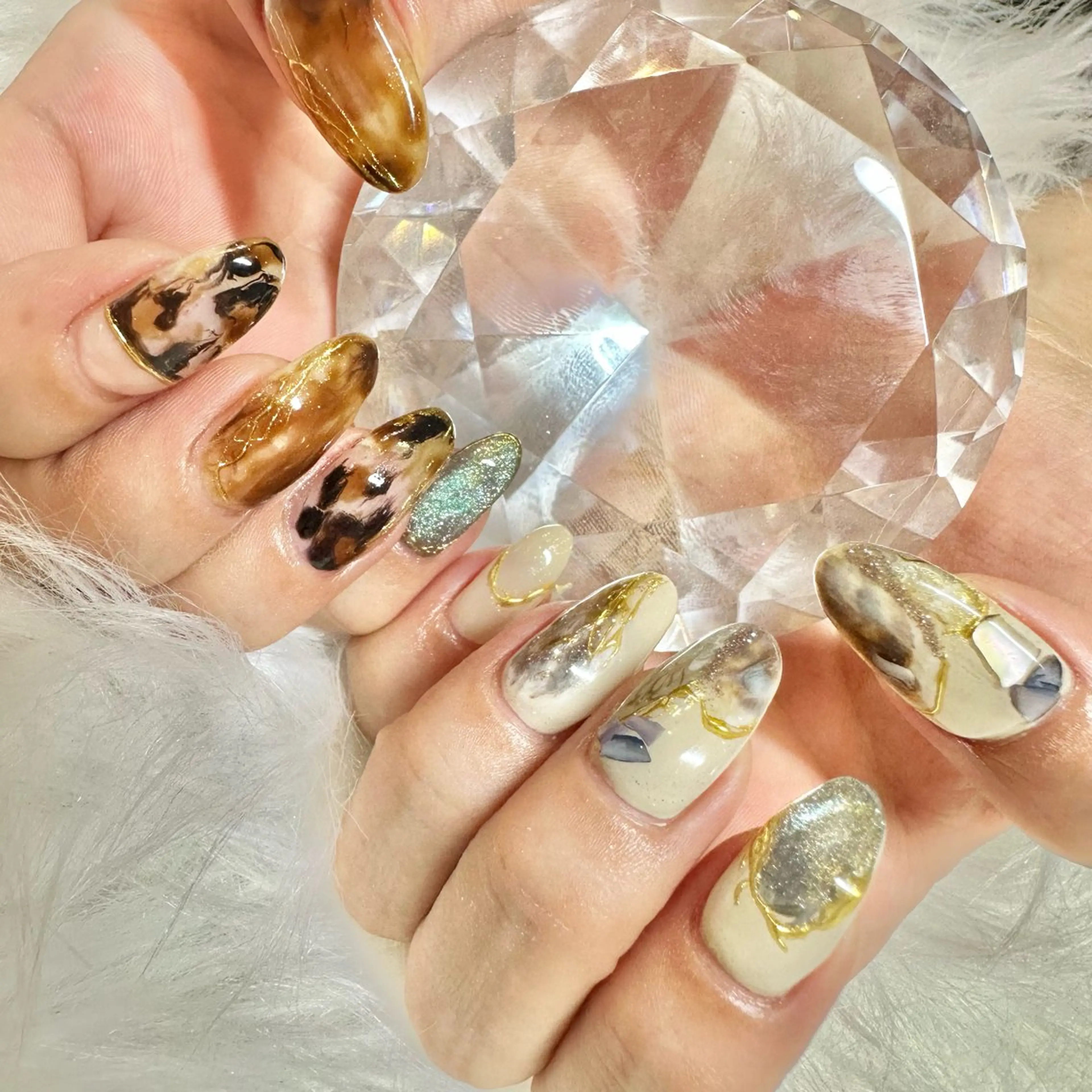 ネイル アニマル柄 ブラウン ニュアンスネイル 🤎CHARME NAIL🤎のネイルデザイン