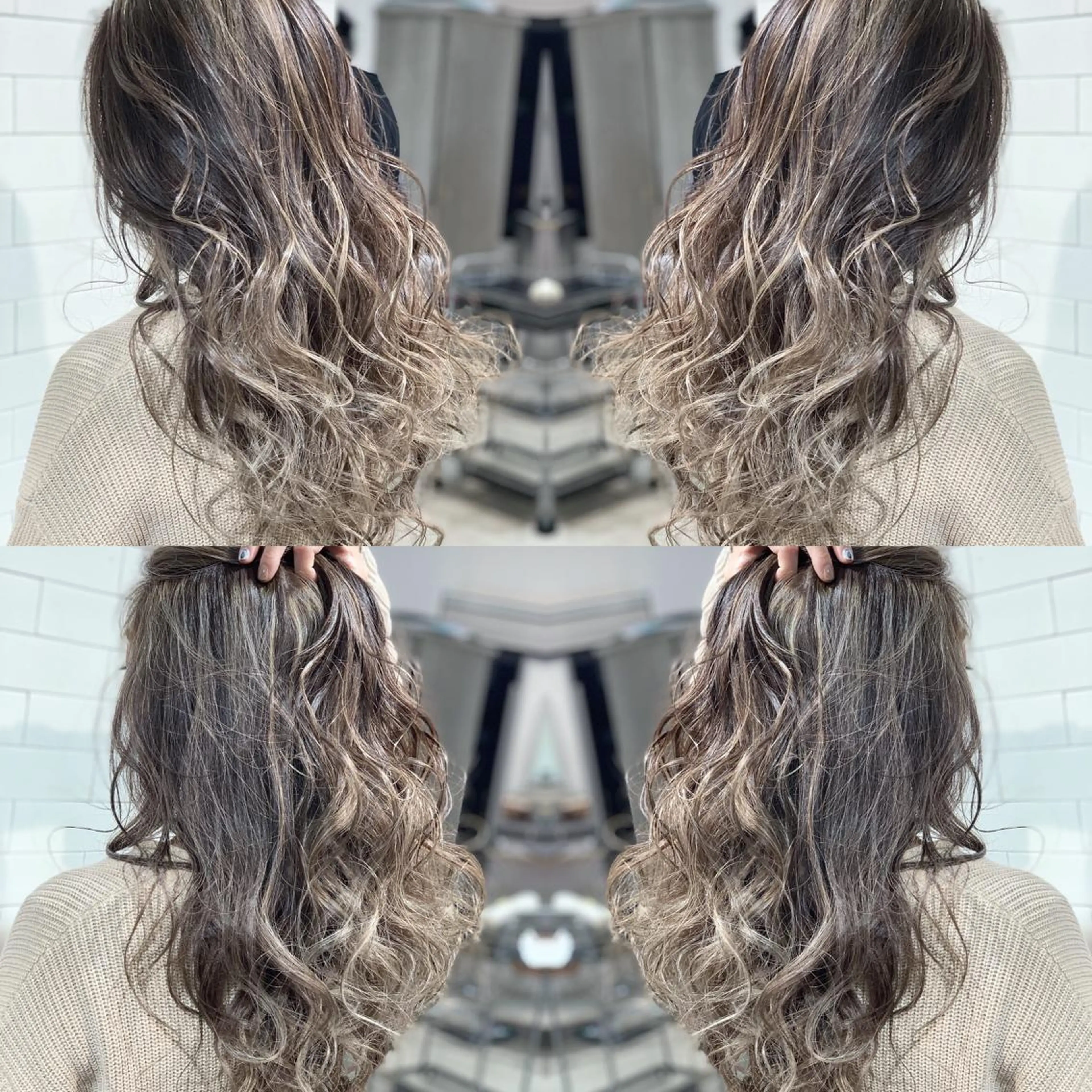 セミロング カラー ヘアアレンジ 髪質改善×ハイトーン 中田啄也のヘアスタイル