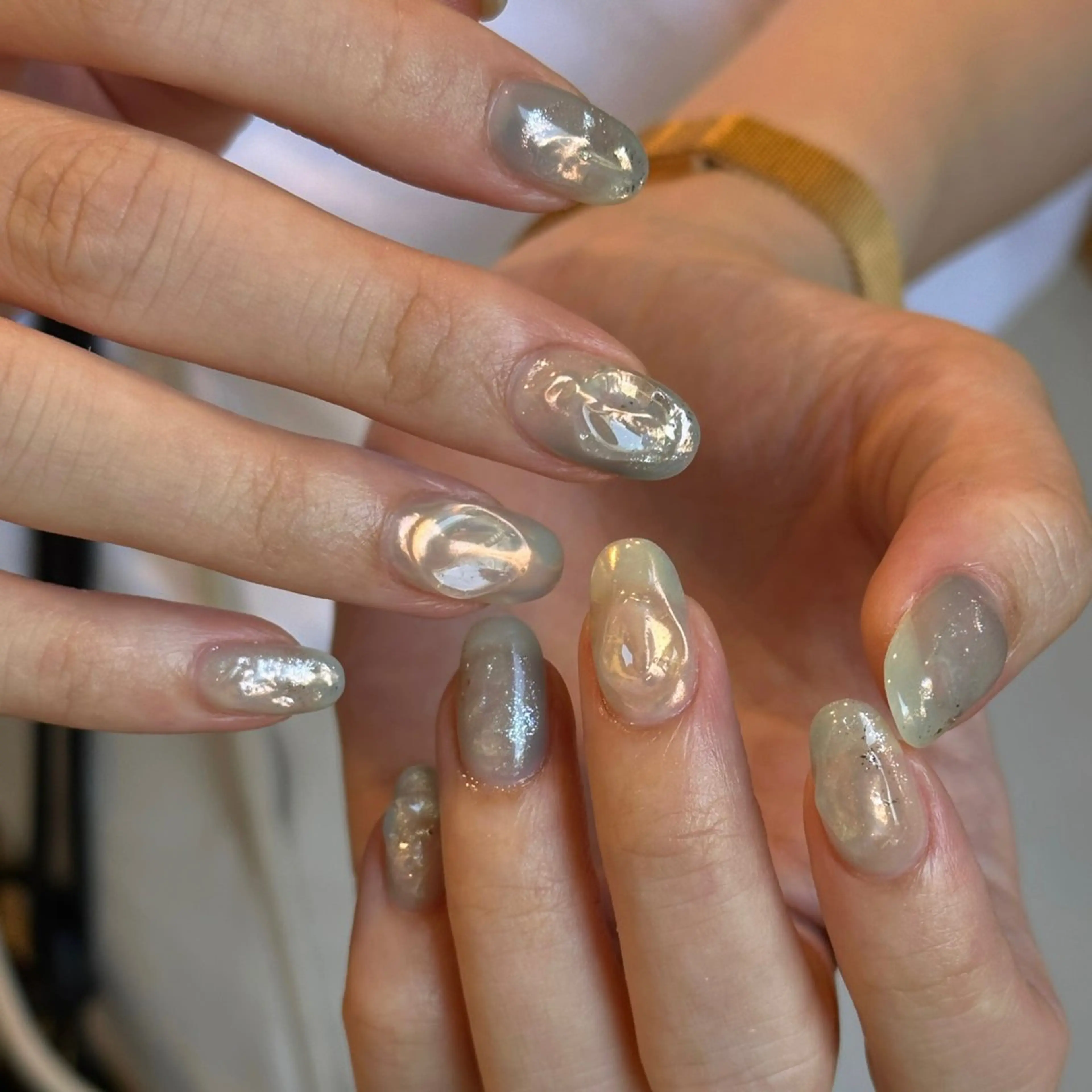 【Half art】🪷オフ無🪷5本複雑なアート・５本ワンカラーベースのシンプルが目安です🫶の写真