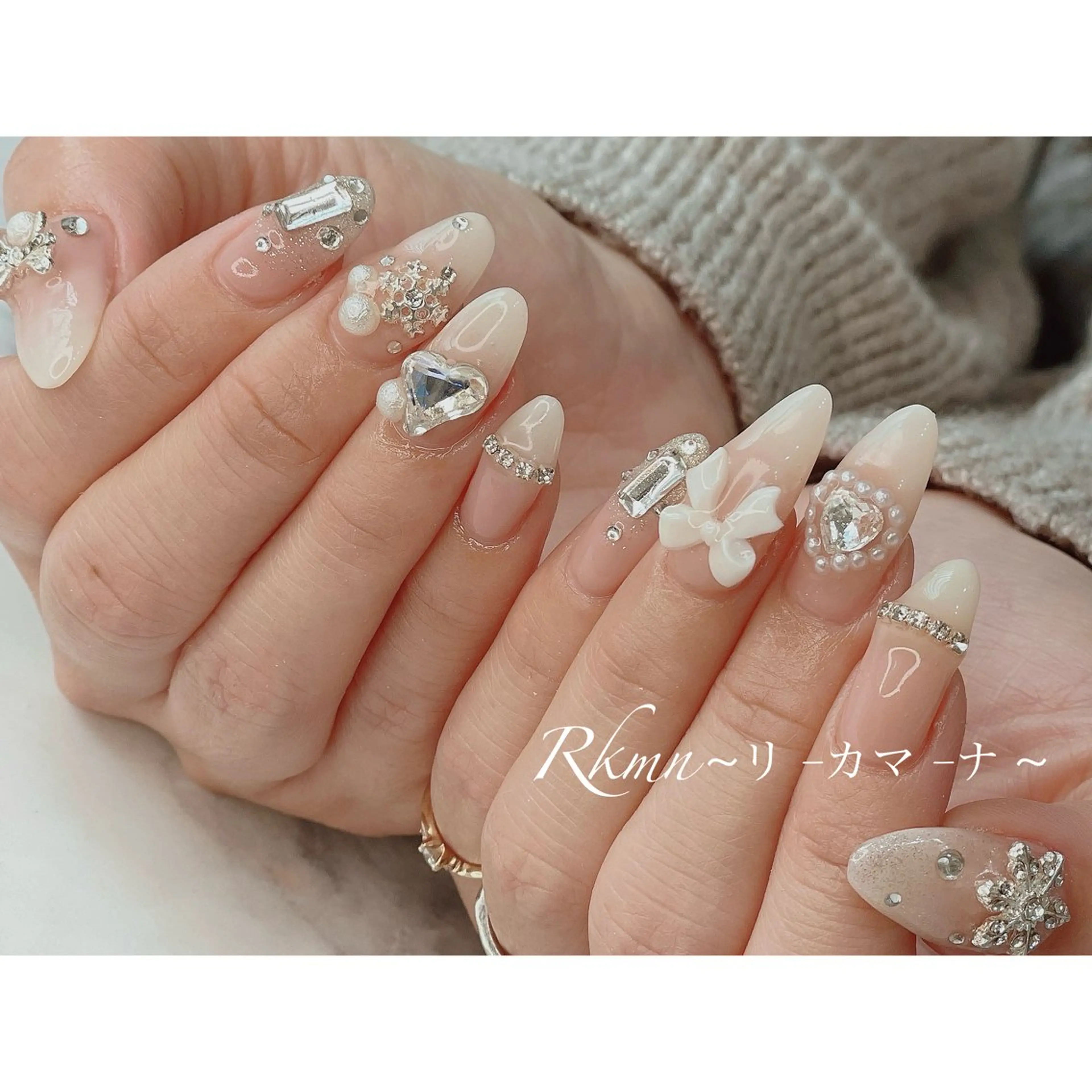 ネイル アートネイル グラデーション ハート リボン 春ネイル ハンドネイル フットネイル ハンドケア Rkmn ~リ-カマ-ナ~のネイルデザイン